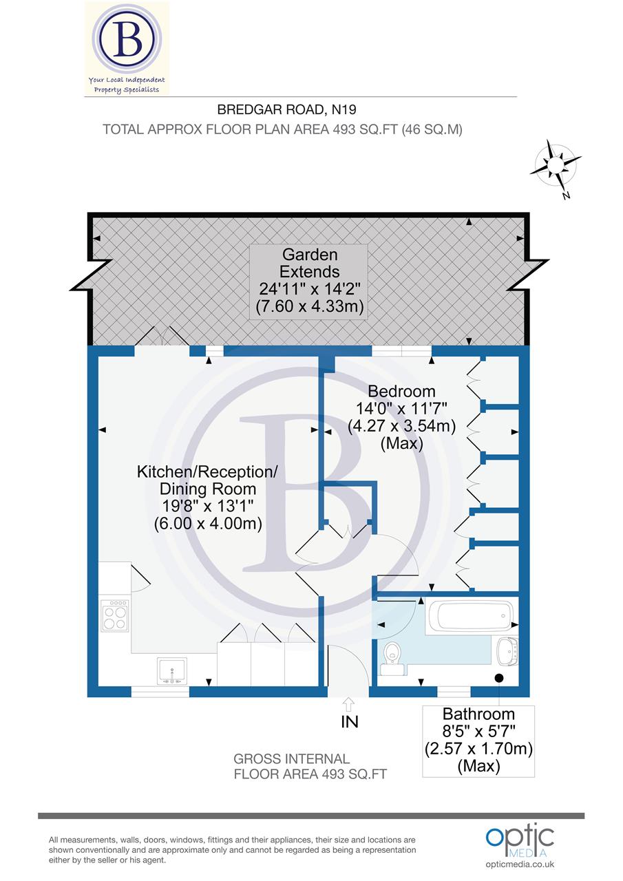 1 bed flat to rent in Bredgar Road - Property Floorplan