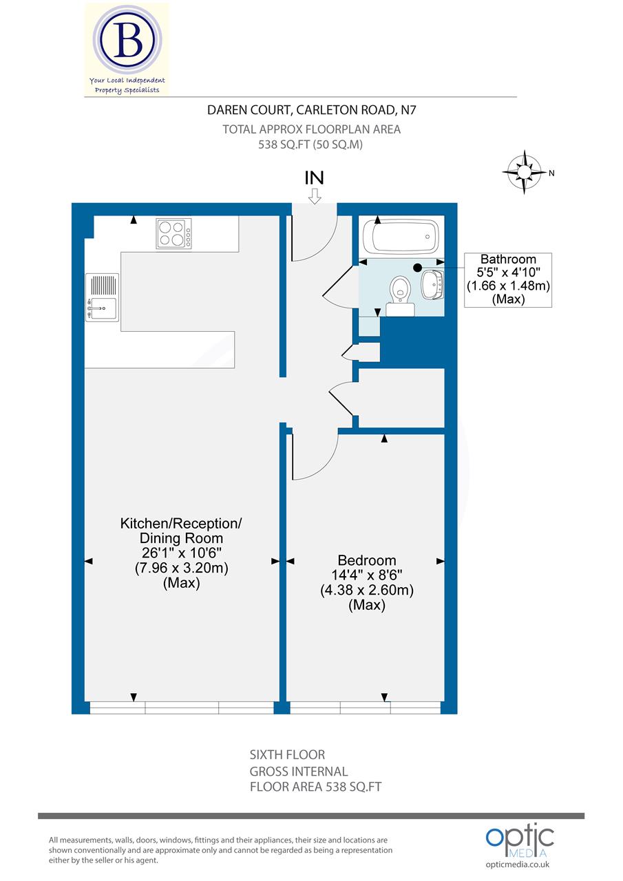 1 bed flat for sale in Carleton Road - Property Floorplan