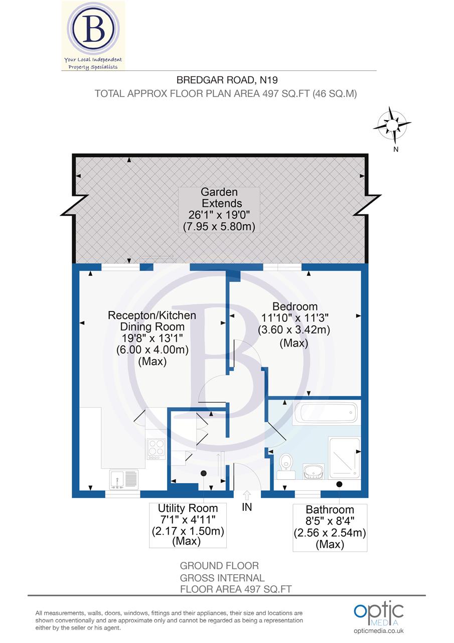 1 bed flat for sale in Bredgar Road - Property Floorplan