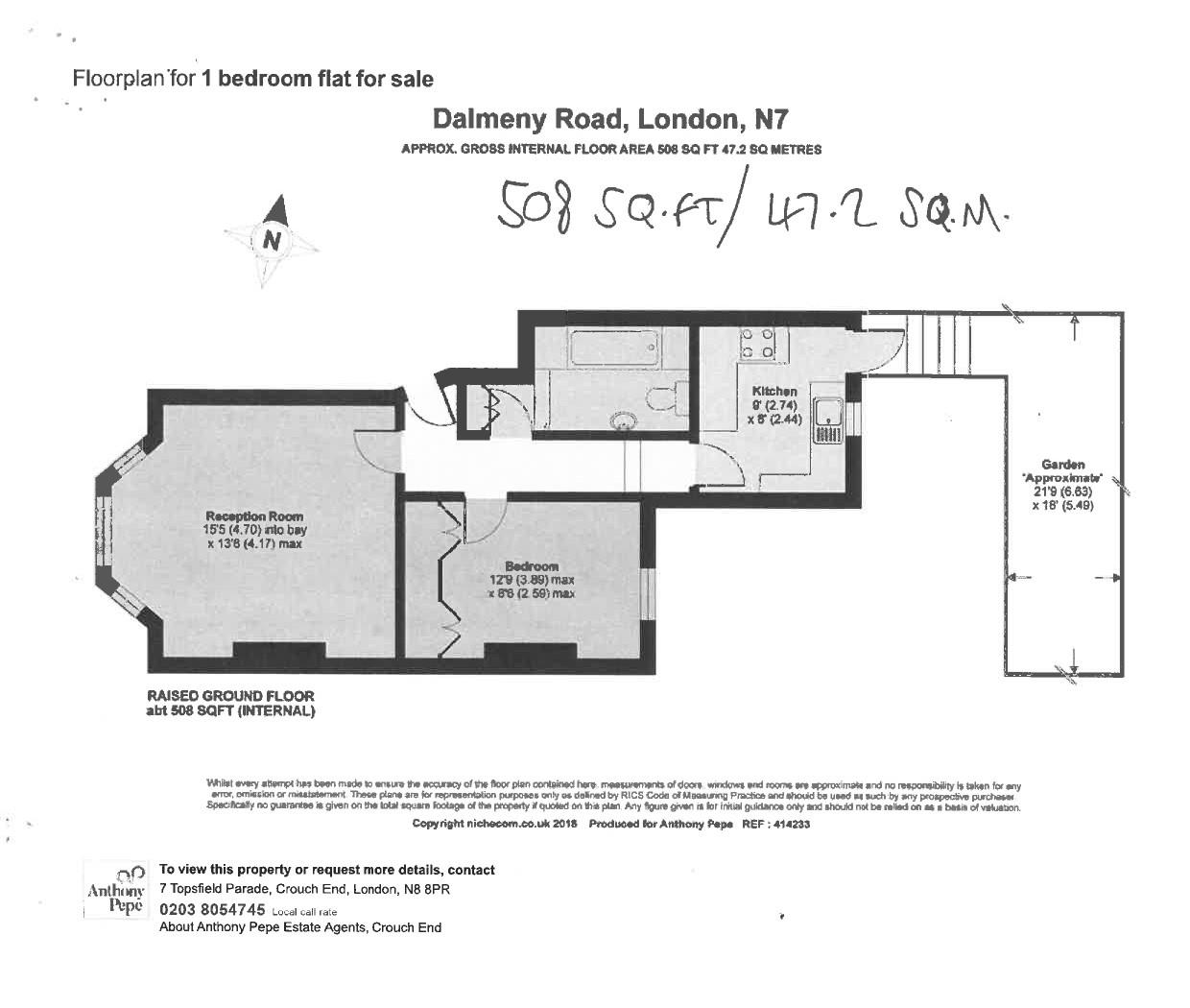 1 bed flat to rent in Dalmeny Road - Property Floorplan