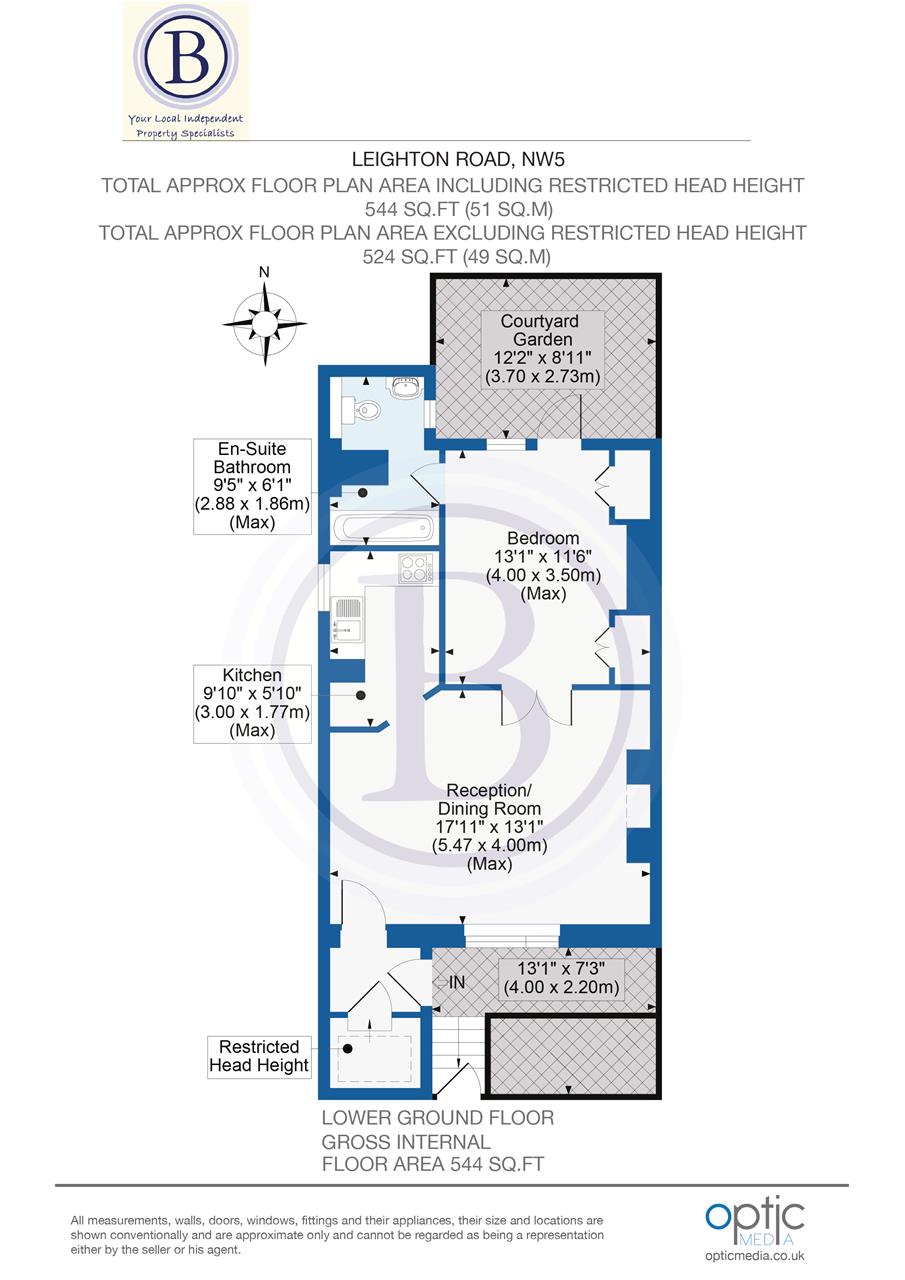 1 bed flat for sale in Leighton Road - Property Floorplan