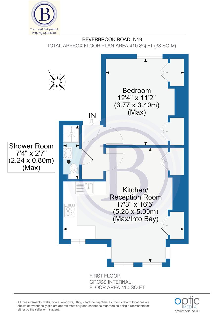 1 bed flat for sale in Beversbrook Road - Property Floorplan