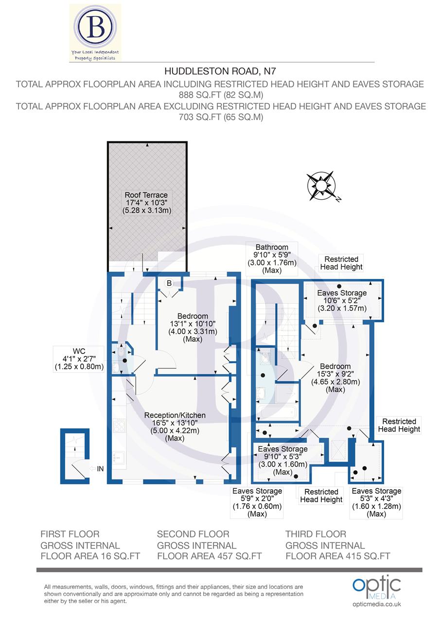 2 bed flat for sale in Huddleston Road - Property Floorplan