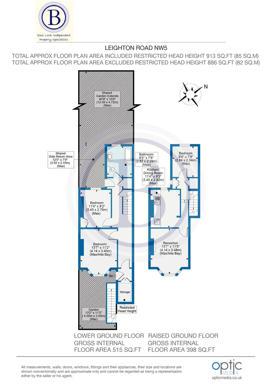 3 bed maisonette for sale in Leighton Road - Property Floorplan