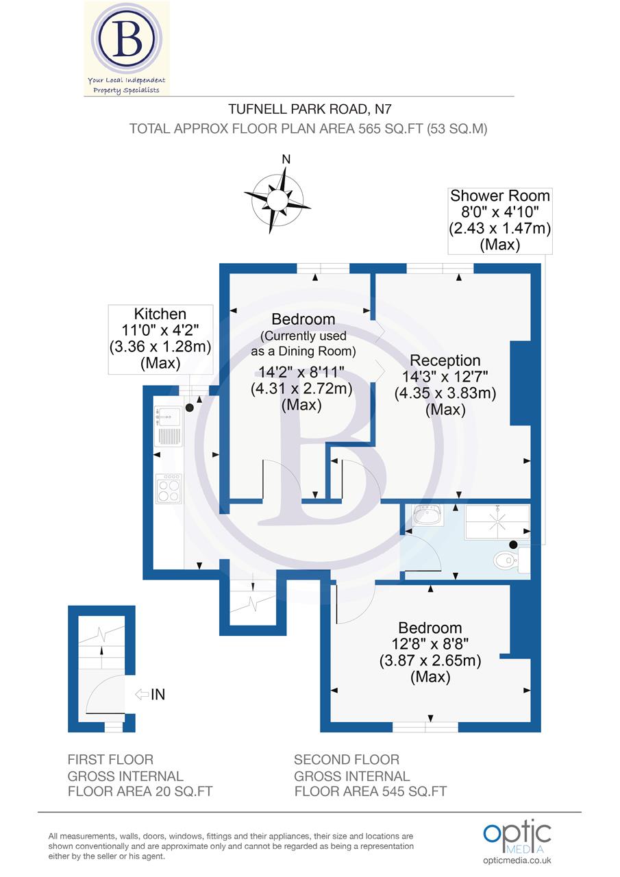 1 bed flat to rent in Tufnell Park Road - Property Floorplan