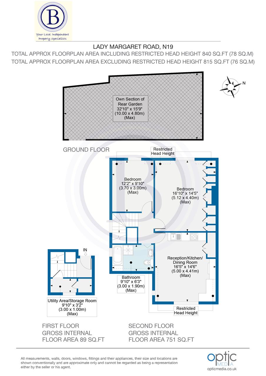 2 bed flat for sale in Lady Margaret Road - Property Floorplan