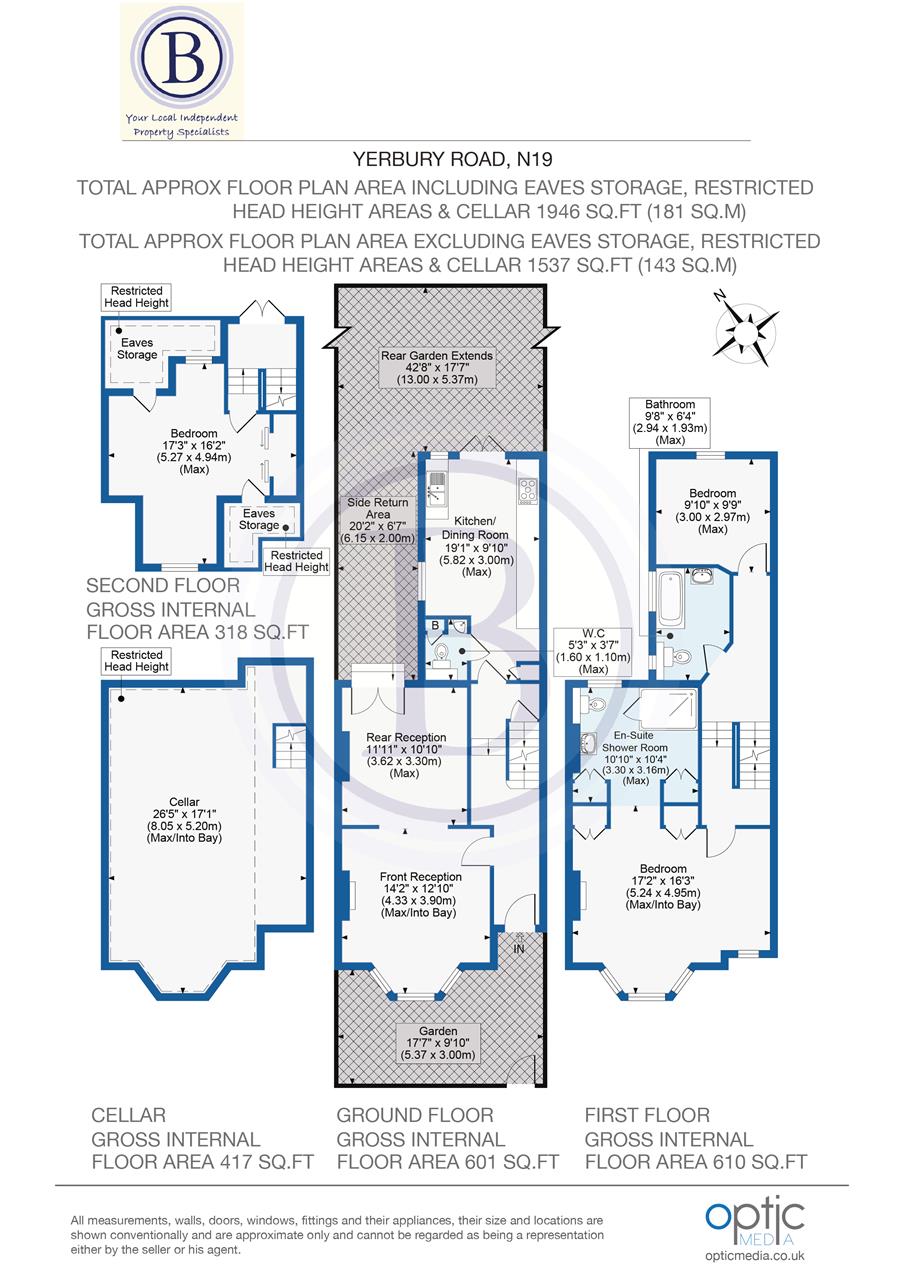 3 bed terraced house for sale in Yerbury Road - Property Floorplan