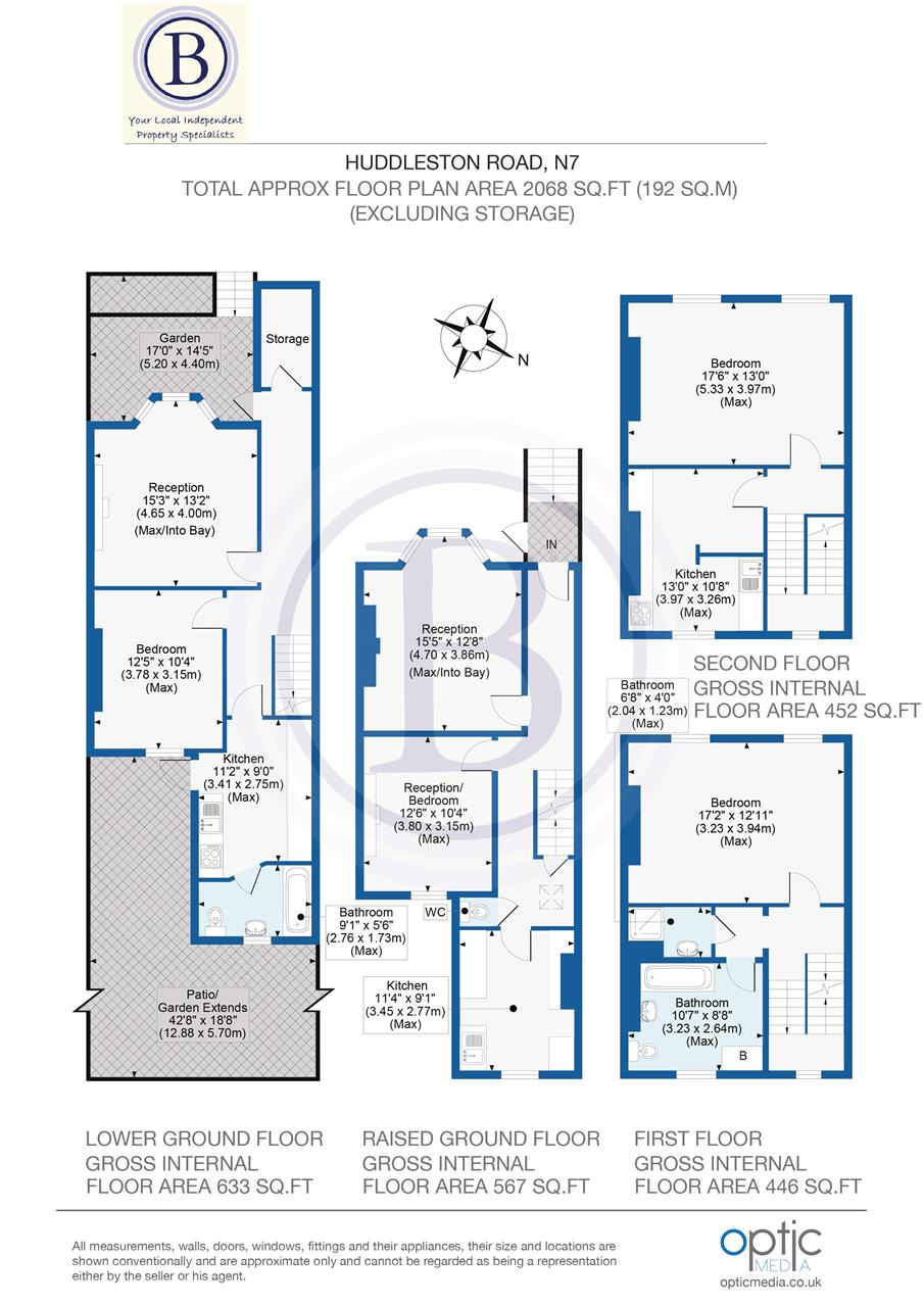 4 bed terraced house for sale in Huddleston Road - Property Floorplan