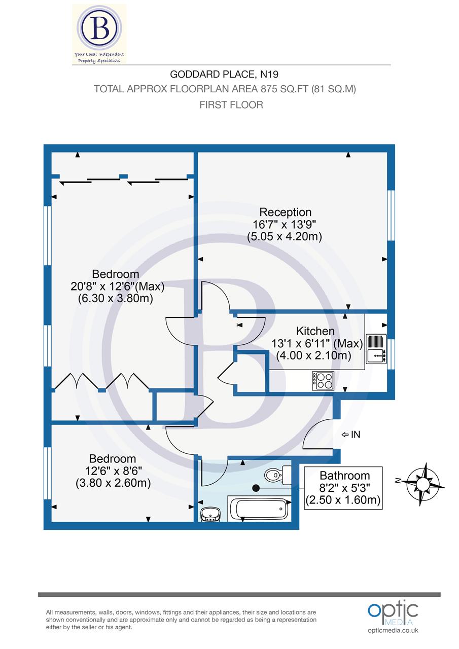 2 bed flat for sale in Monnery Road - Property Floorplan