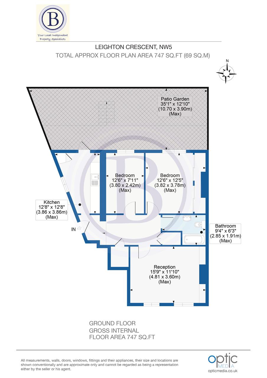 2 bed flat for sale in Leighton Crescent - Property Floorplan