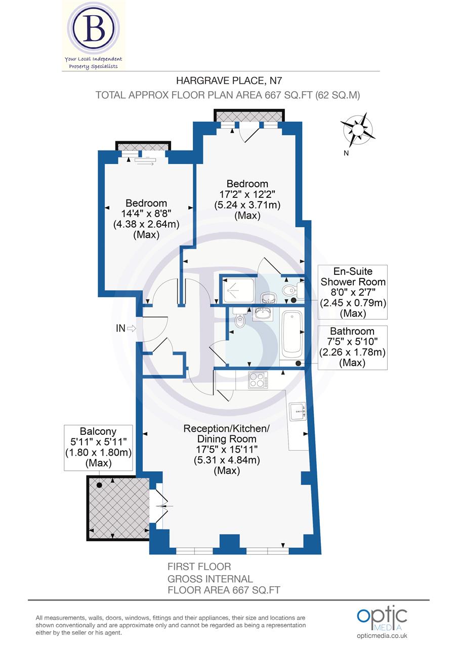 2 bed flat for sale in Hargrave Place - Property Floorplan