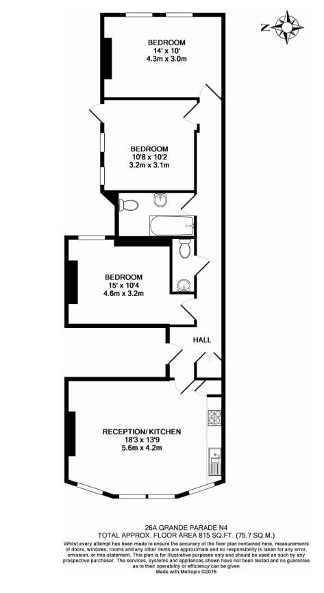 3 bed flat to rent - Property Floorplan