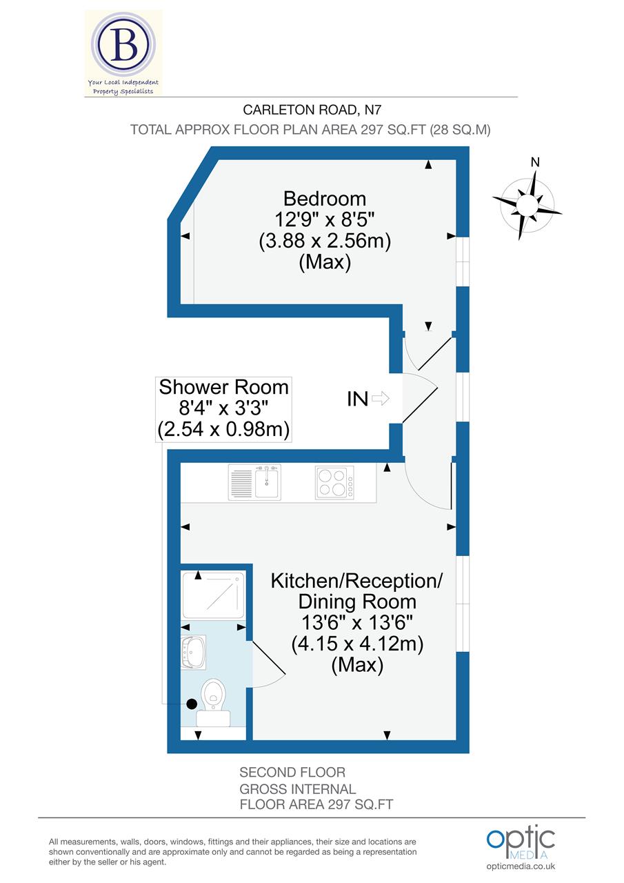 1 bed flat for sale in Carleton Road - Property Floorplan