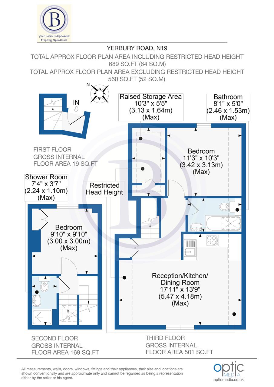 2 bed flat to rent in Yerbury Road - Property Floorplan