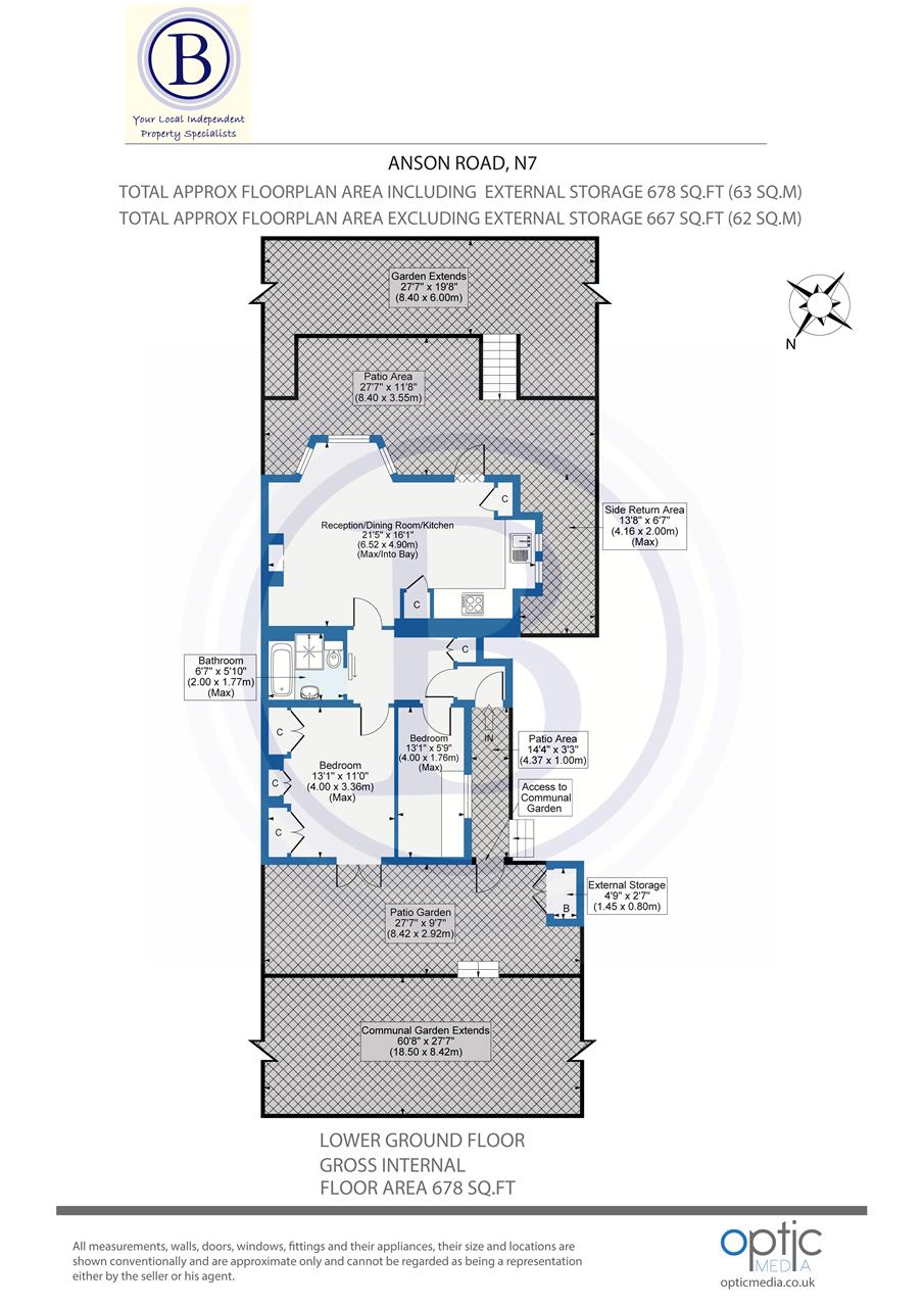 2 bed flat for sale in Anson Road - Property Floorplan