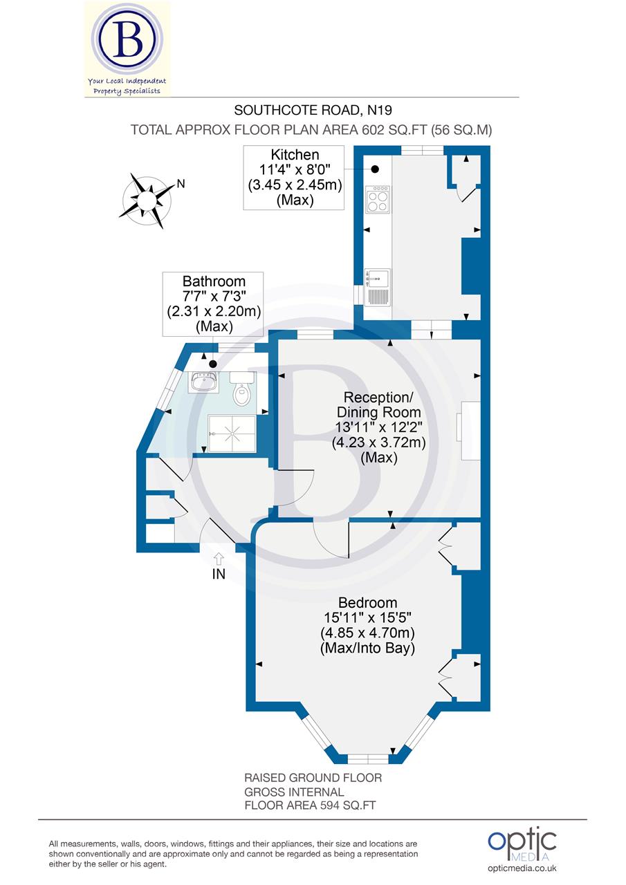 1 bed flat for sale in Southcote Road - Property Floorplan