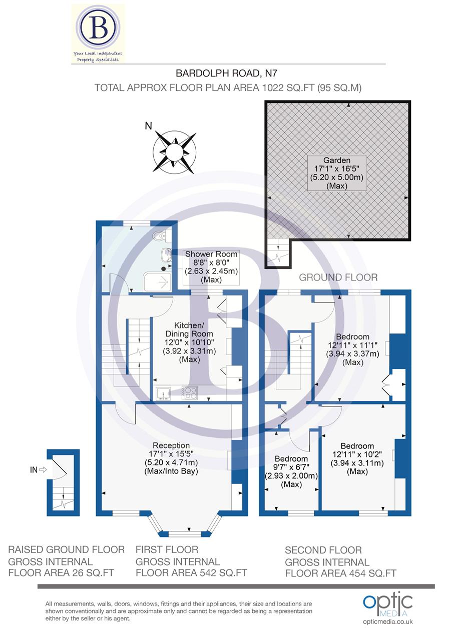 3 bed flat for sale in Bardolph Road - Property Floorplan