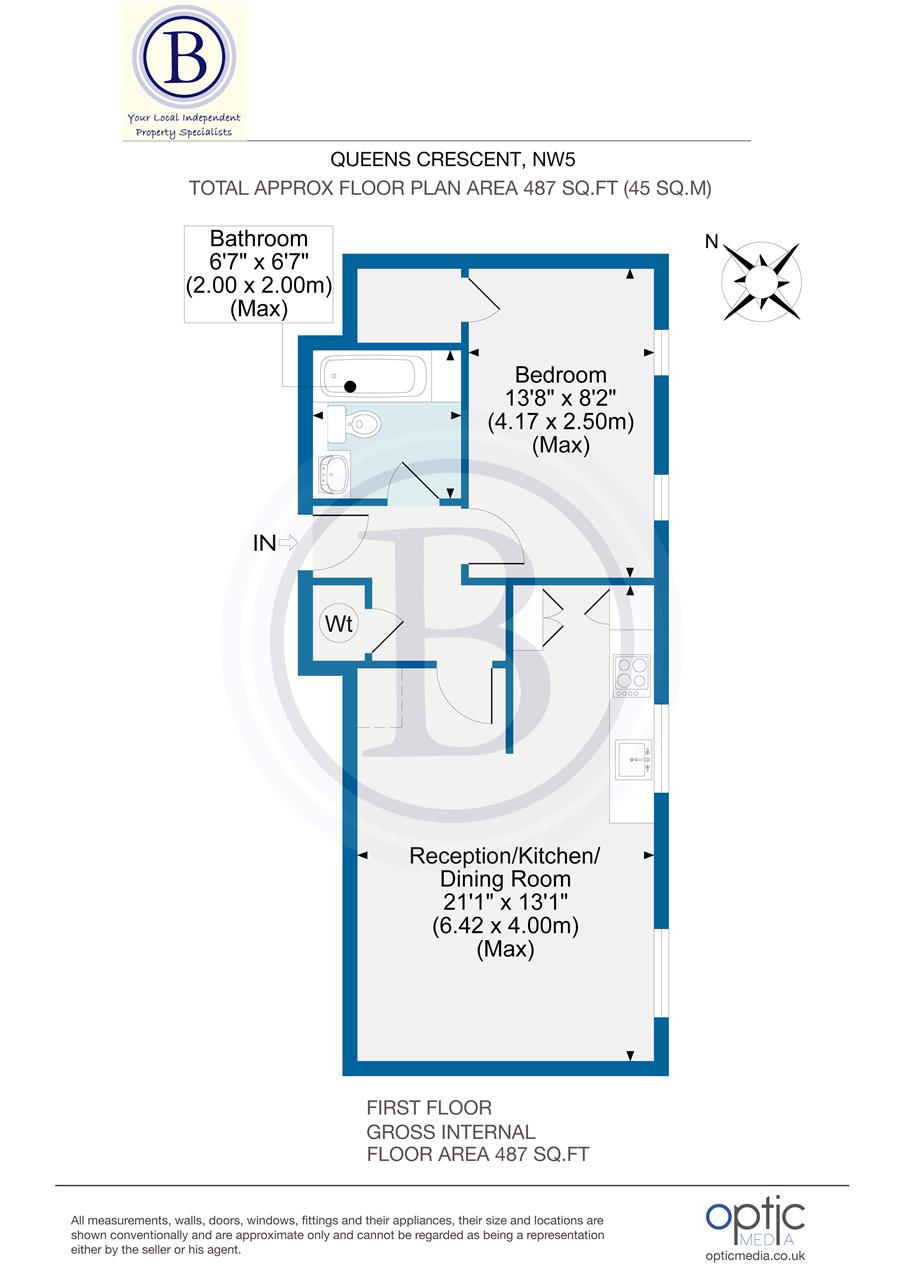 1 bed flat for sale in Queens Crescent - Property Floorplan