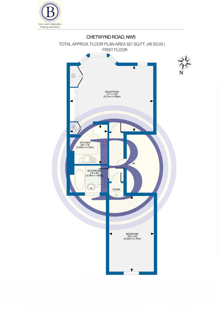 1 bed flat for sale in Chetwynd Road - Property Floorplan