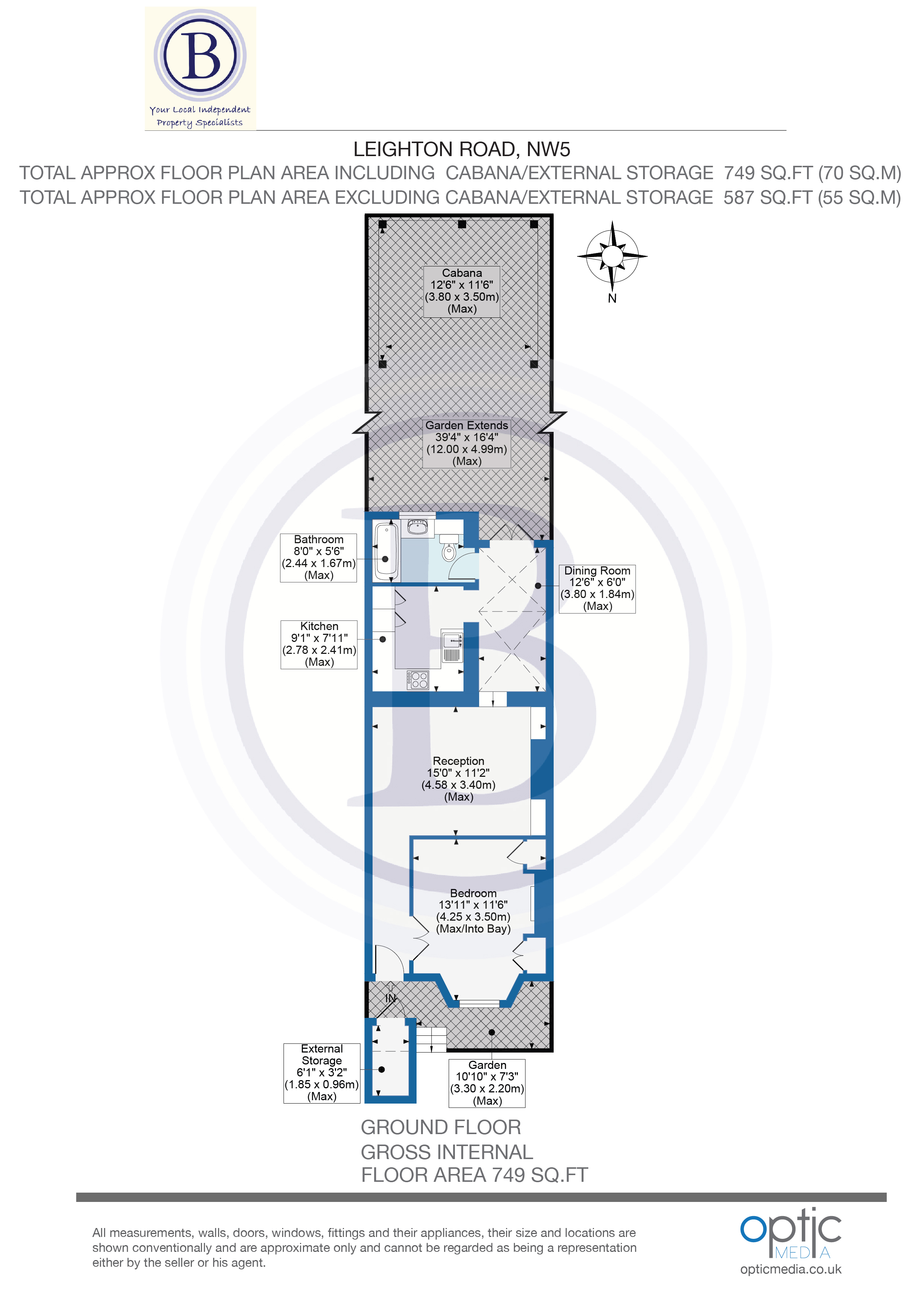 1 bed flat for sale in Leighton Road - Property Floorplan