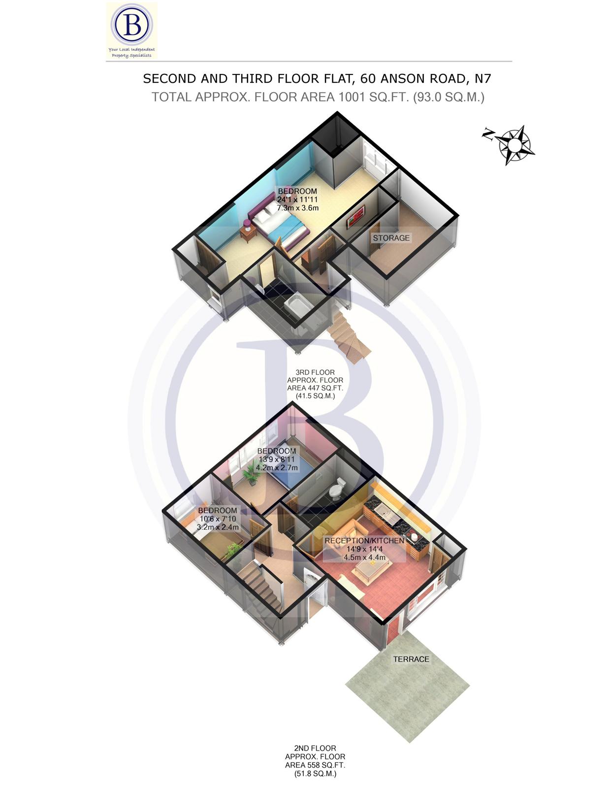 3 bed flat to rent in Anson Road - Property Floorplan