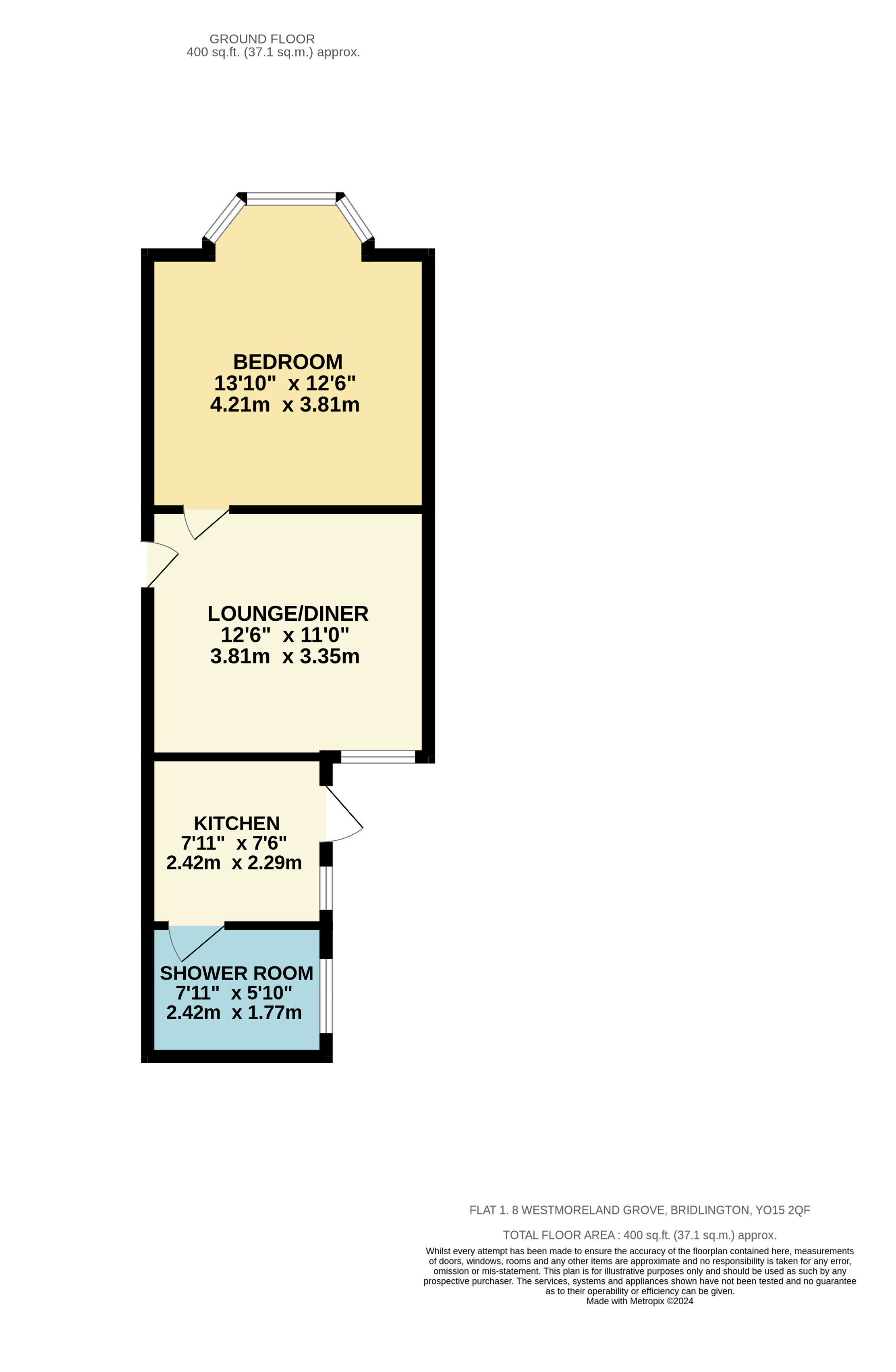 1 bed apartment for sale in Westmoreland Avenue, Bridlington - Property floorplan
