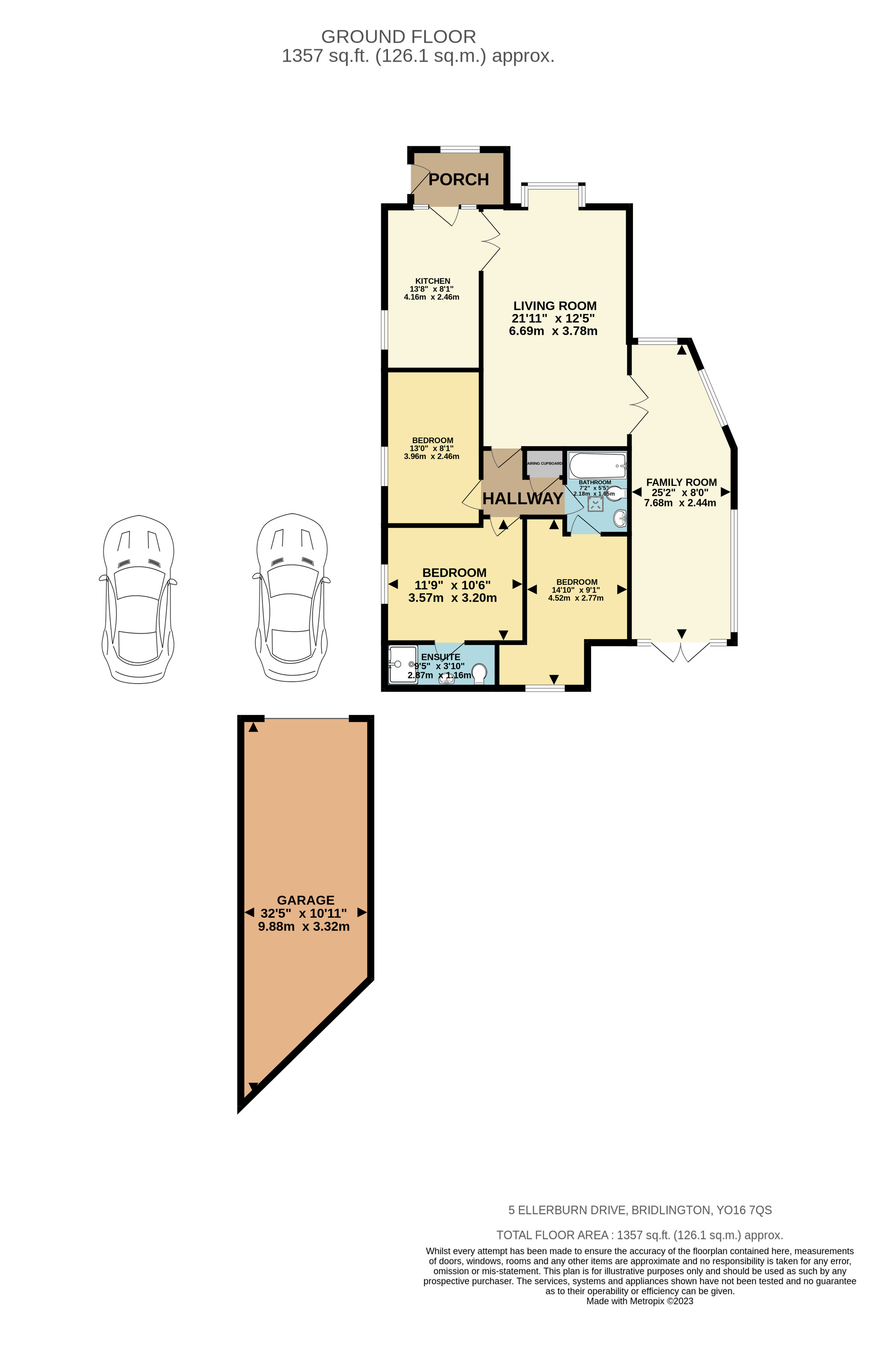 3 bed bungalow for sale in Ellerburn Drive, Bridlington - Property floorplan