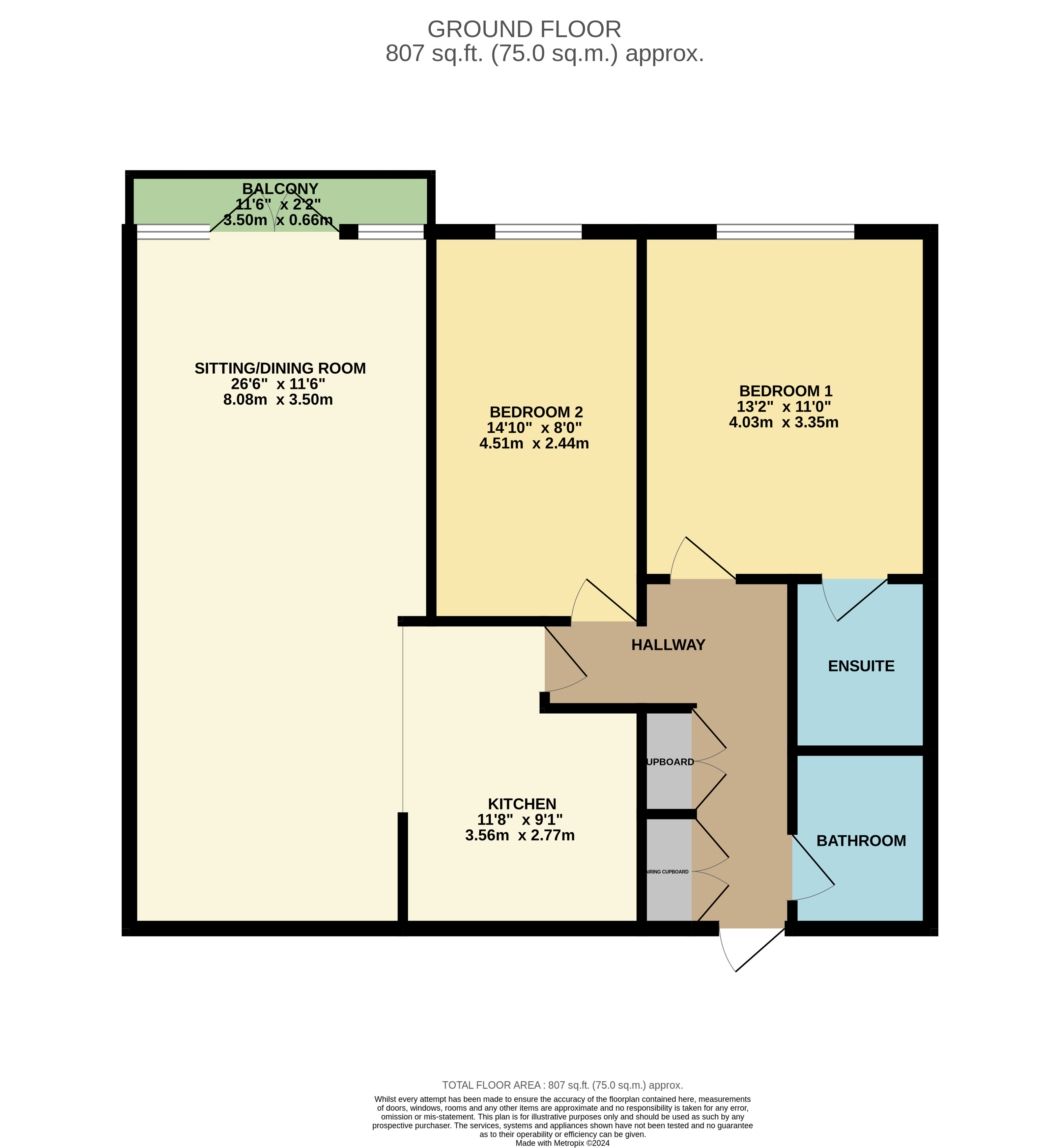 2 bed apartment for sale in St. Annes Road, Bridlington - Property floorplan