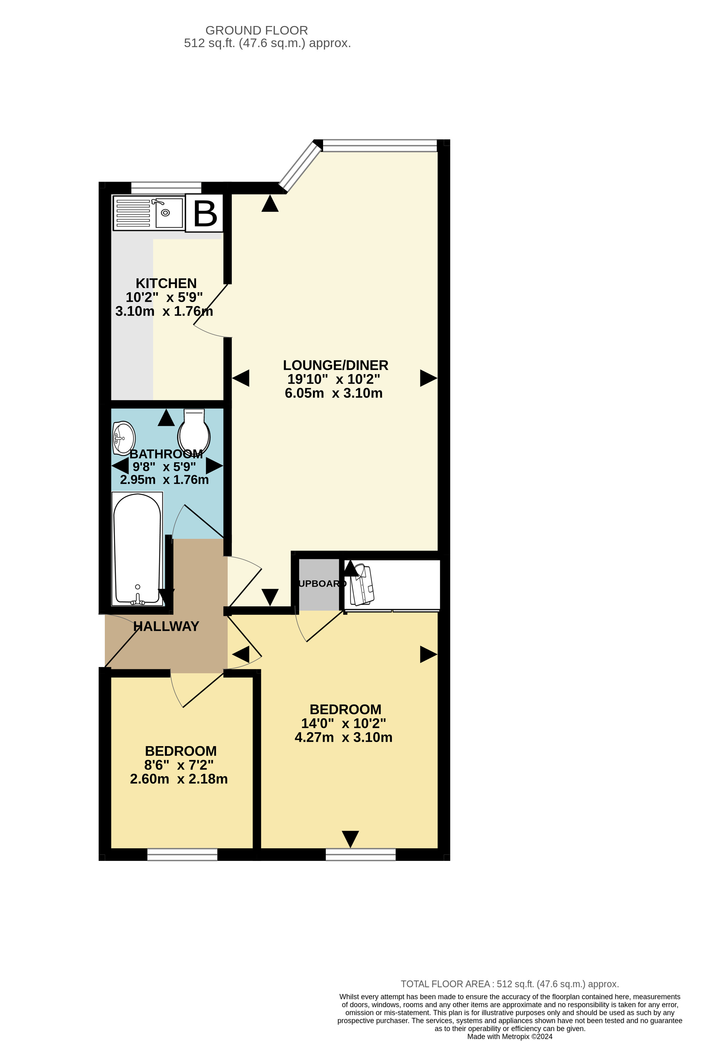 2 bed apartment for sale in Alexandra Court, Bridlington - Property floorplan