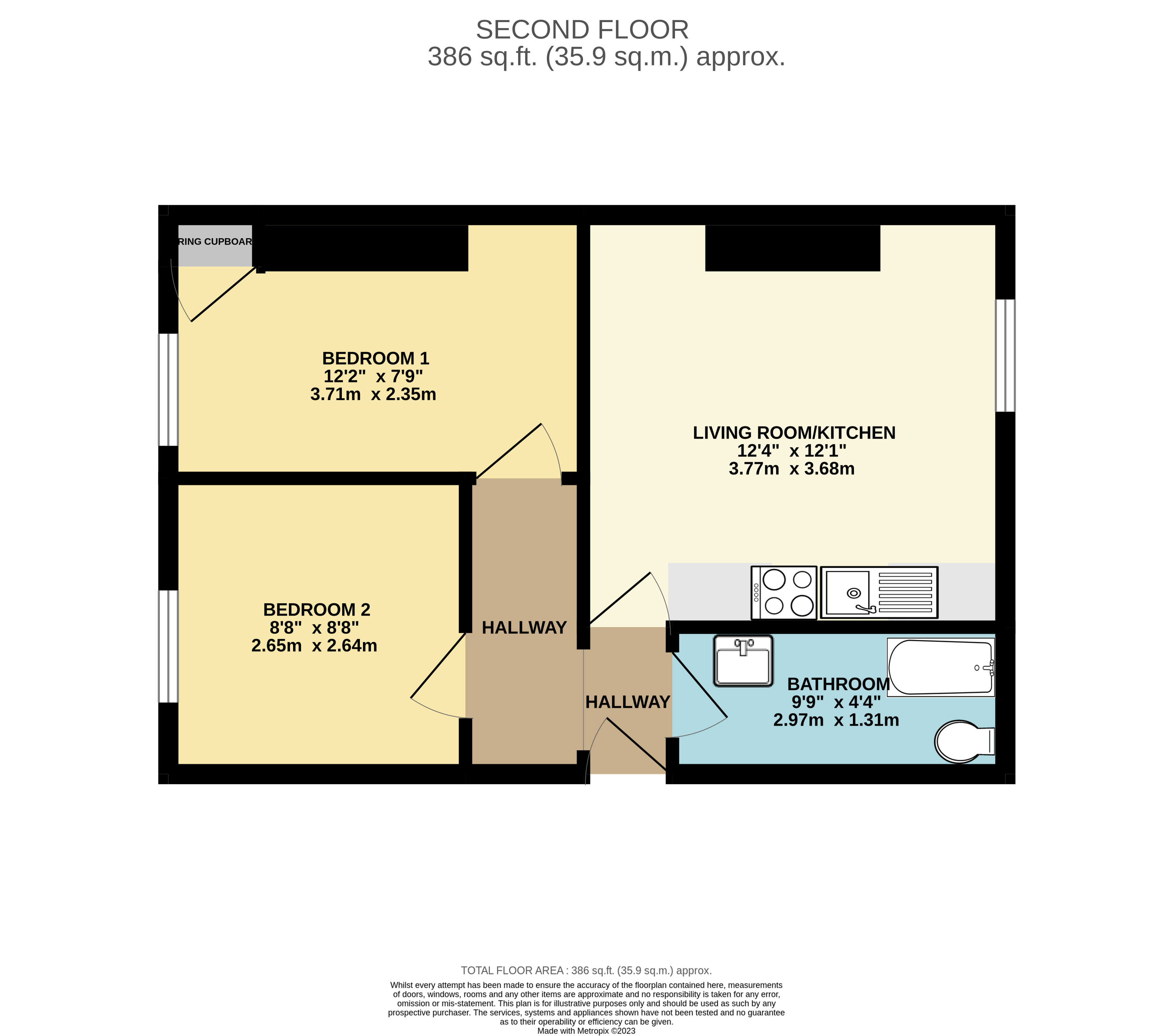 2 bed apartment for sale in Windsor Crescent, Bridlington - Property floorplan