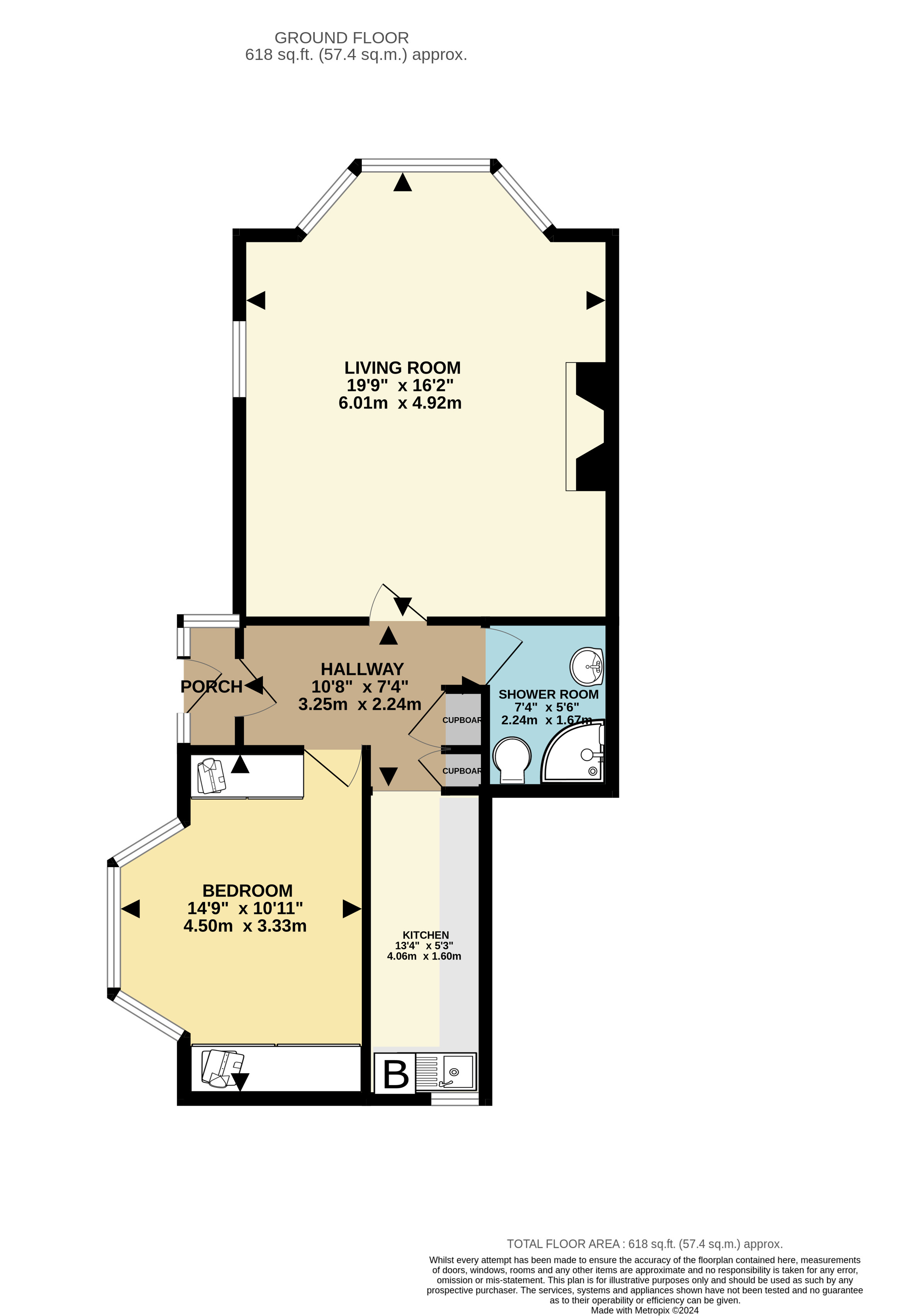 1 bed apartment for sale in York Road, Bridlington - Property floorplan