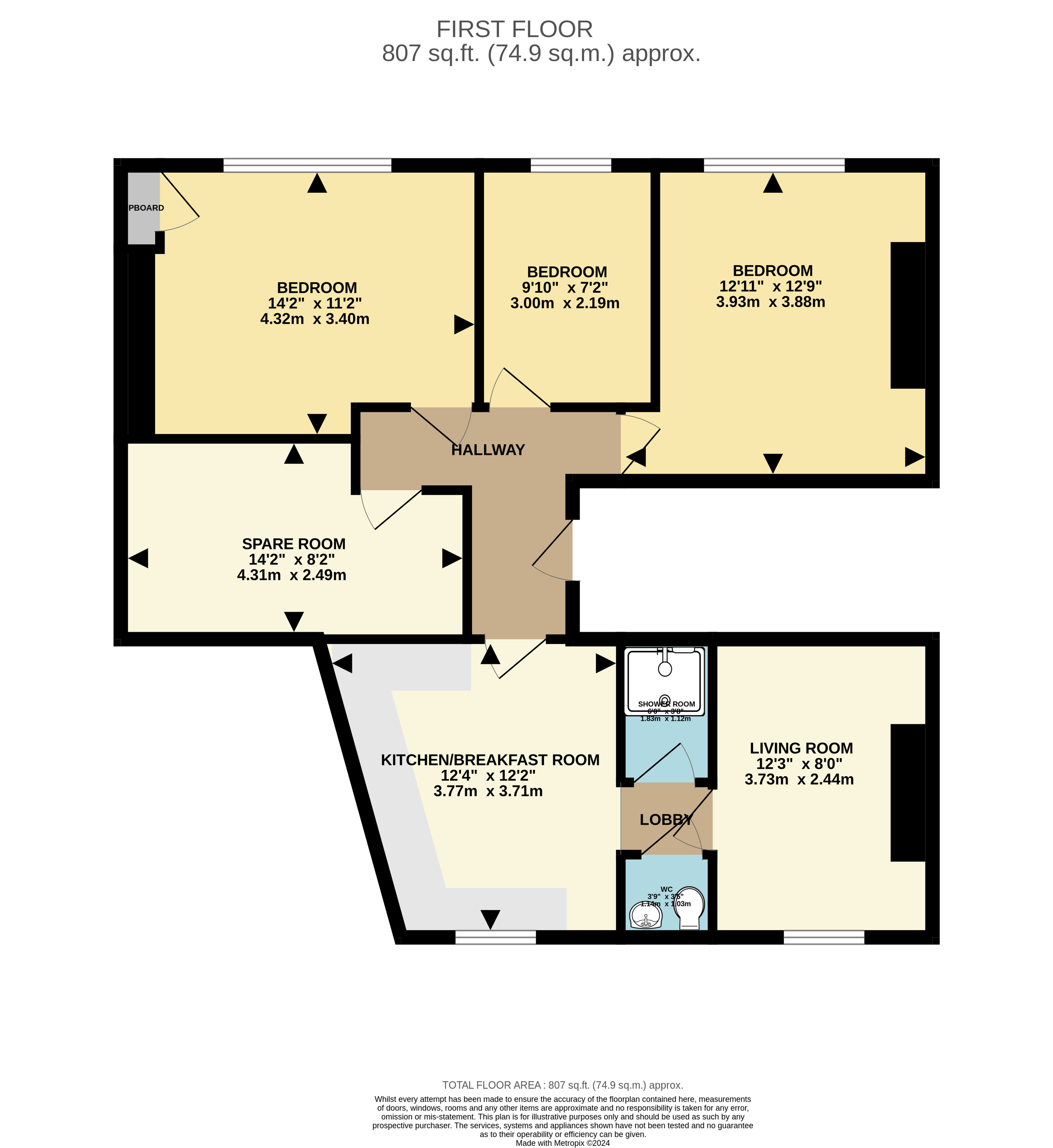 3 bed apartment for sale in Alexandra Drive, Bridlington - Property floorplan