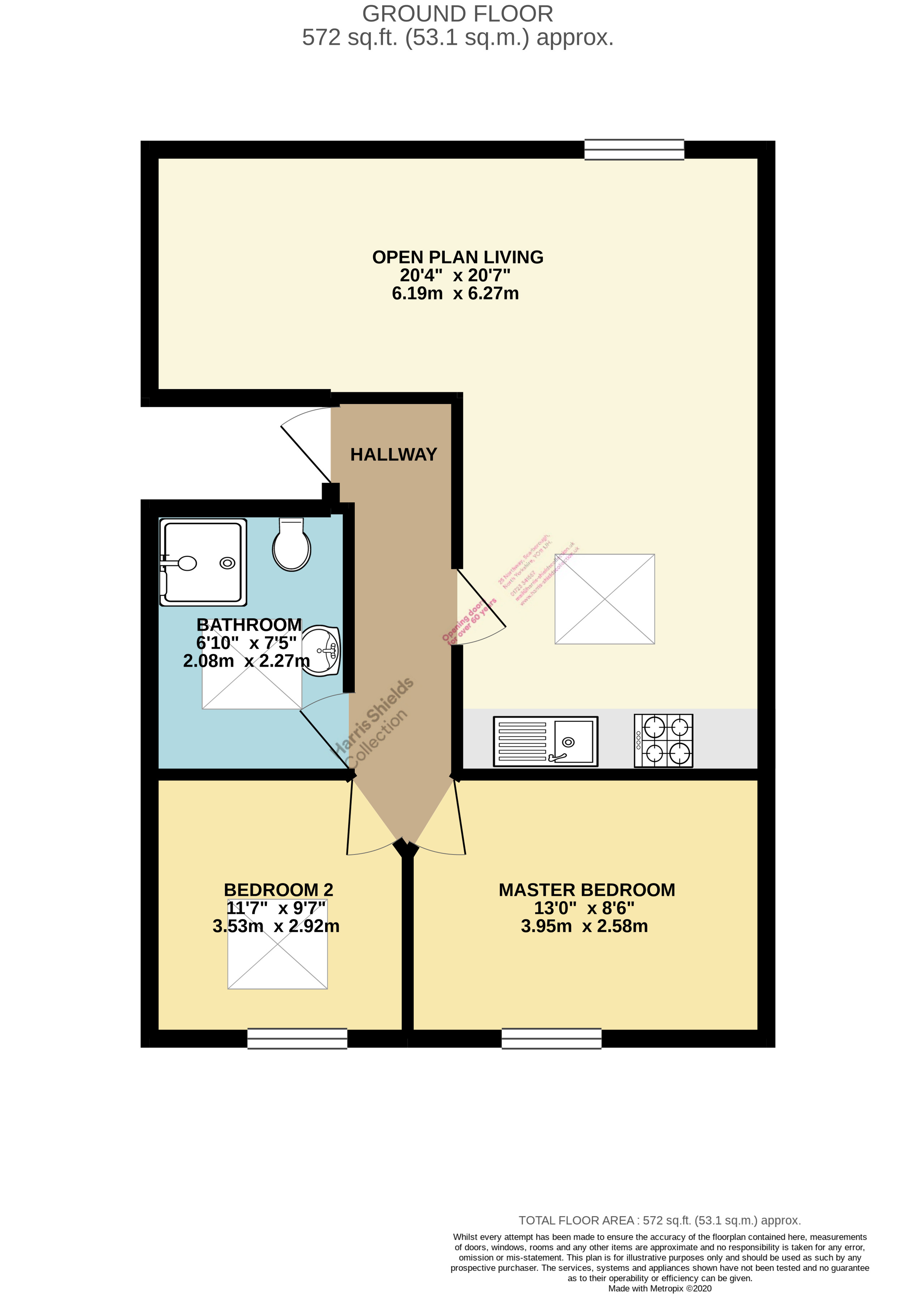 2 bed apartment to rent in Royal Crescent, Scarborough - Property floorplan