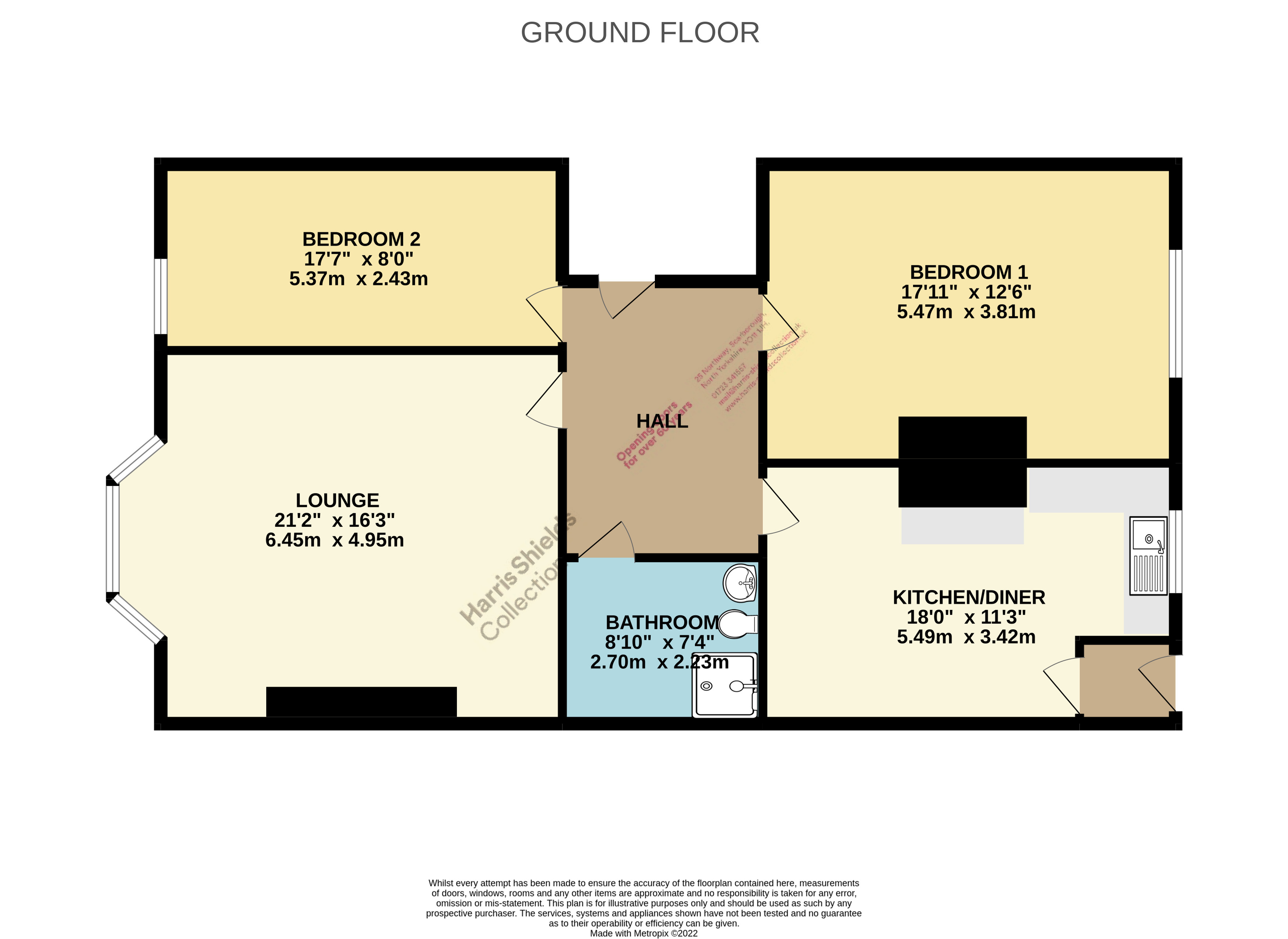 2 bed apartment for sale in Prince of Wales Terrace, Scarborough - Property floorplan