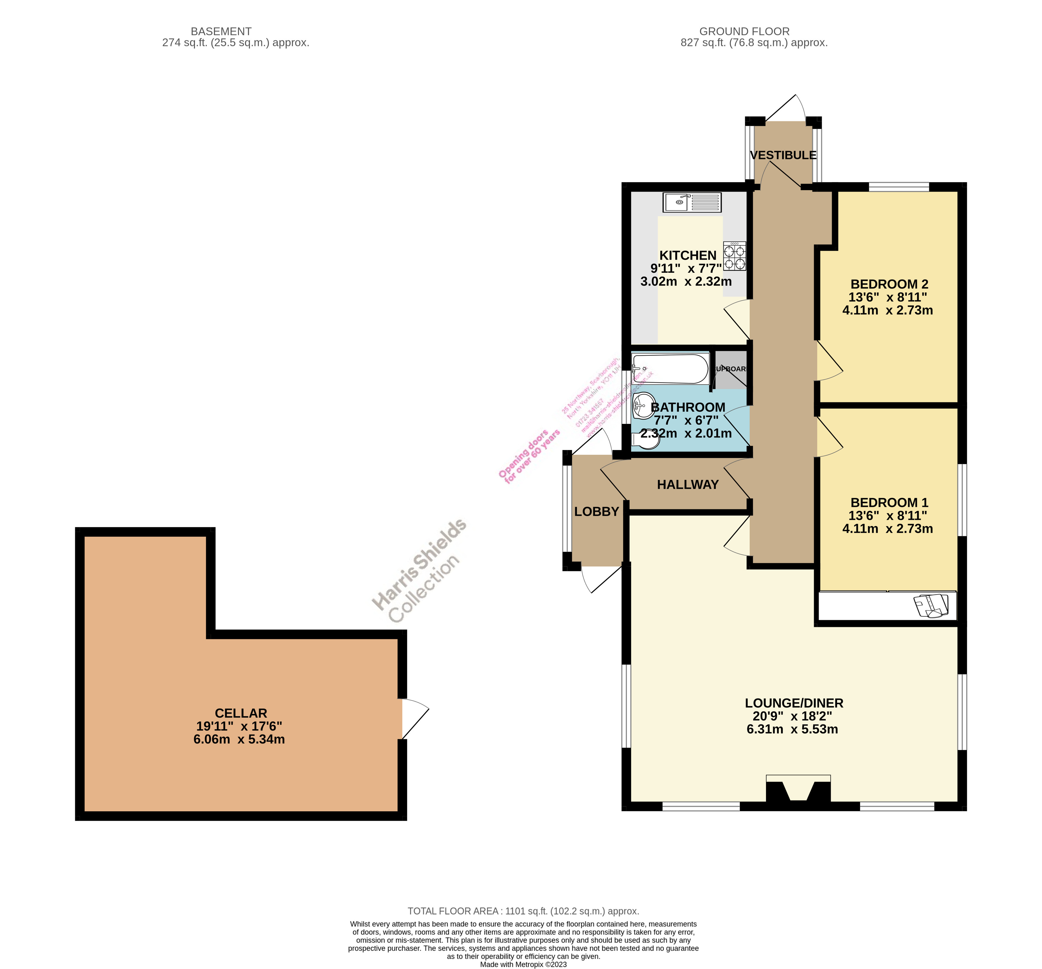 2 bed bungalow for sale in Westfield Avenue, Scarborough - Property floorplan