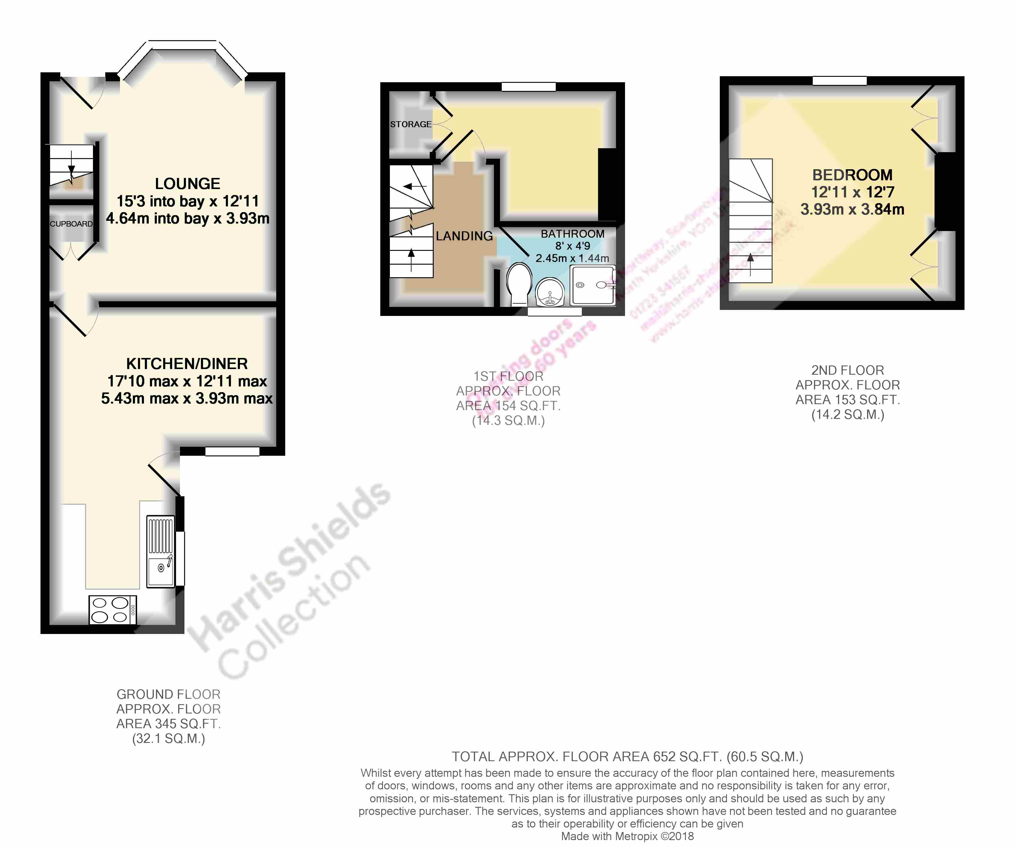 2 bed house for sale in Trafalgar Terrace, Scarborough - Property floorplan