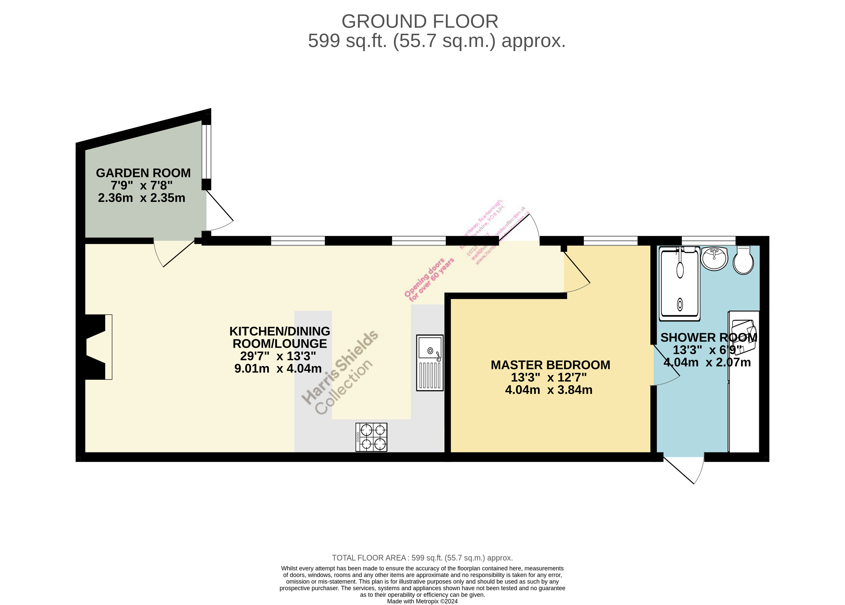 1 bed apartment for sale in Blenheim Terrace, Scarborough - Property floorplan