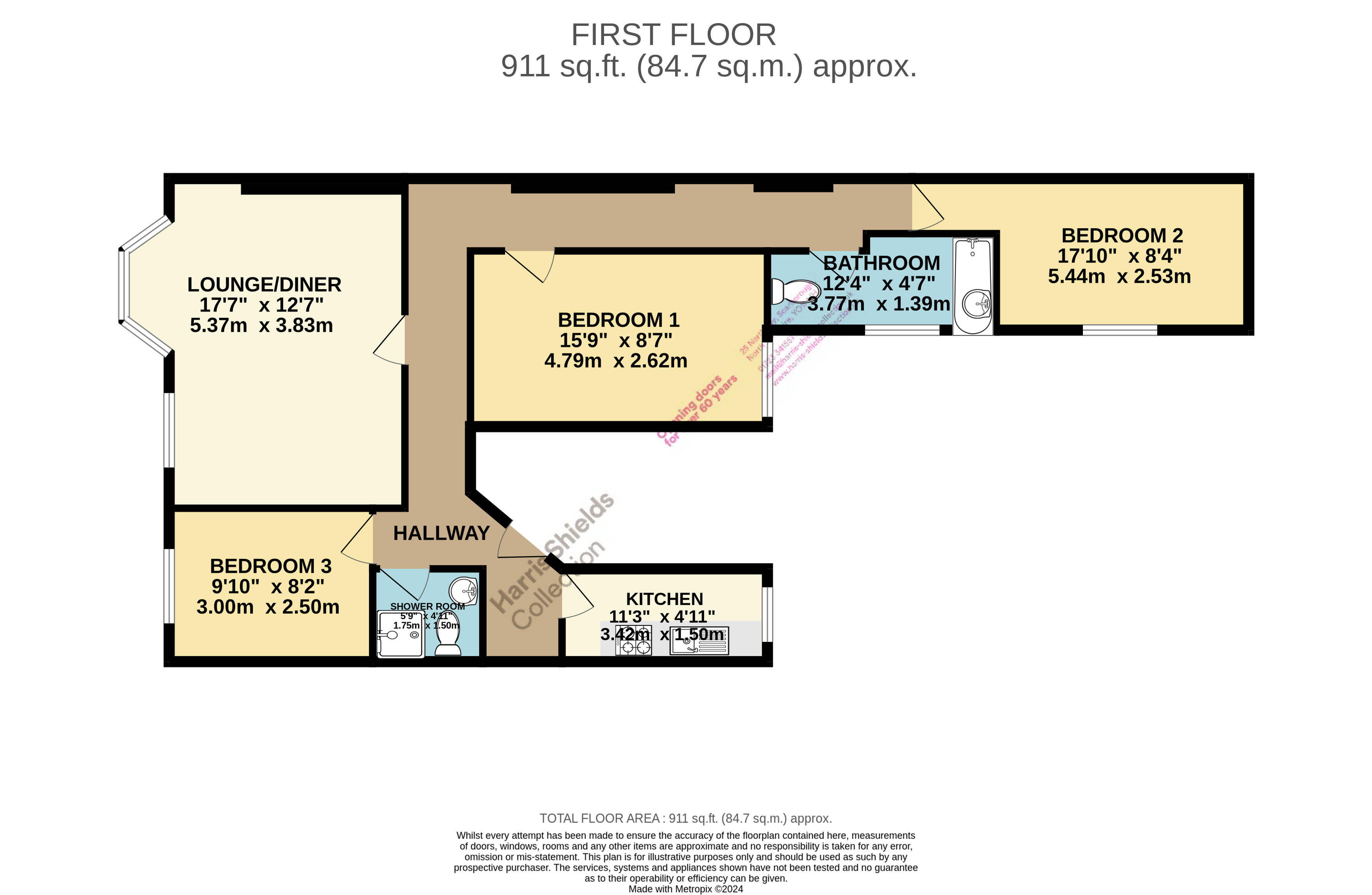 3 bed apartment to rent in Belle Vue Parade, Scarborough - Property floorplan