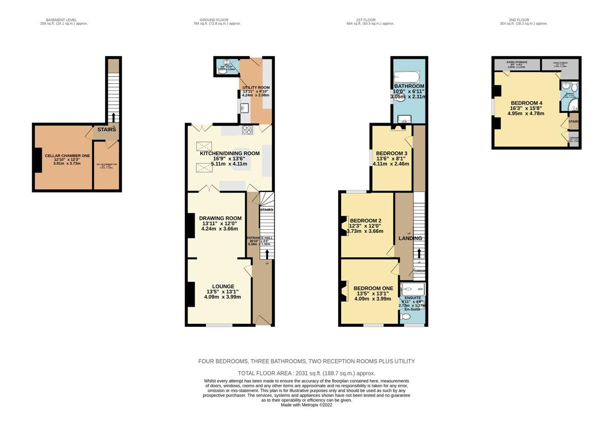 4 bed end of terrace house for sale in The Downs, Altrincham - Property Floorplan