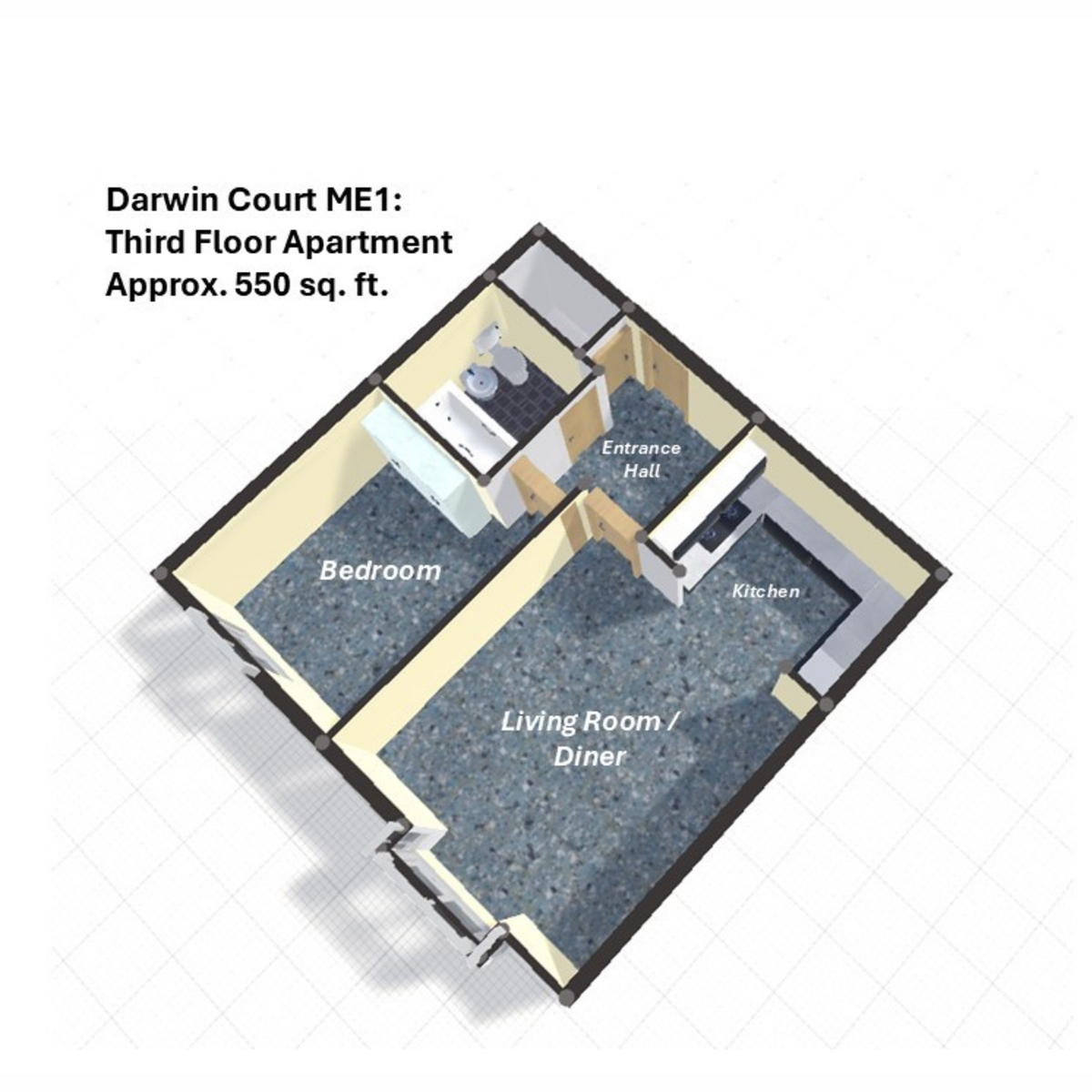 1 bed apartment for sale in Darwin Court Gravel Walk, Rochester - Property Floorplan