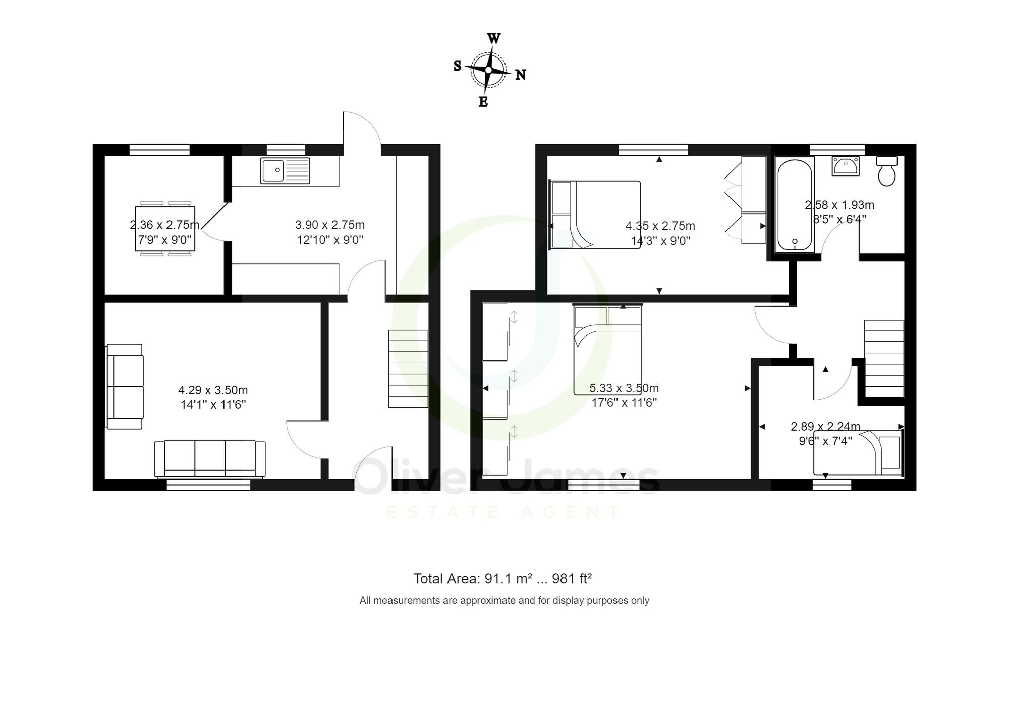 3 bed mid-terraced house for sale in Buckingham Road, Manchester - Property floorplan