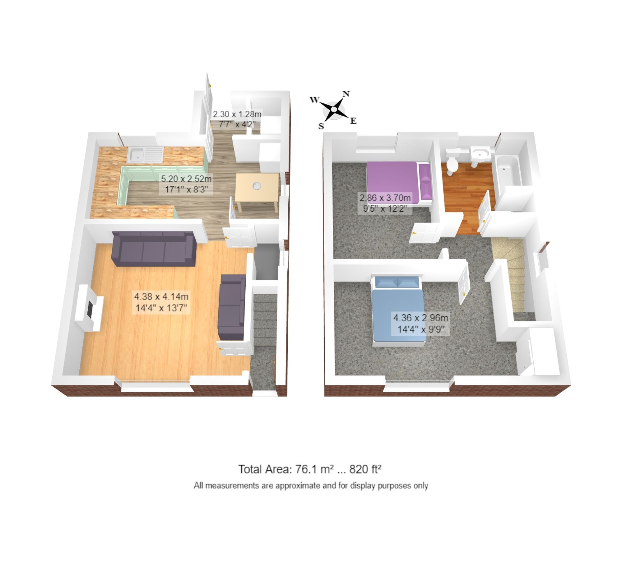 2 bed semi-detached house for sale in Oak Avenue, Manchester - Property floorplan