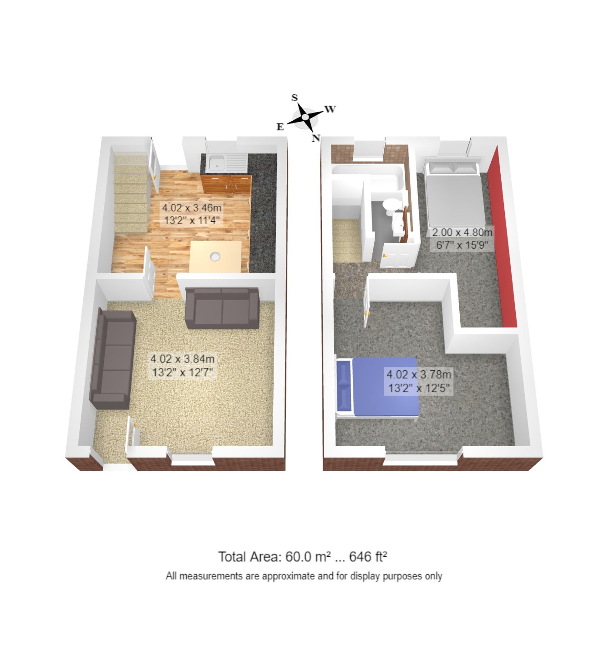 2 bed terraced house for sale in Dean Road, Manchester - Property floorplan