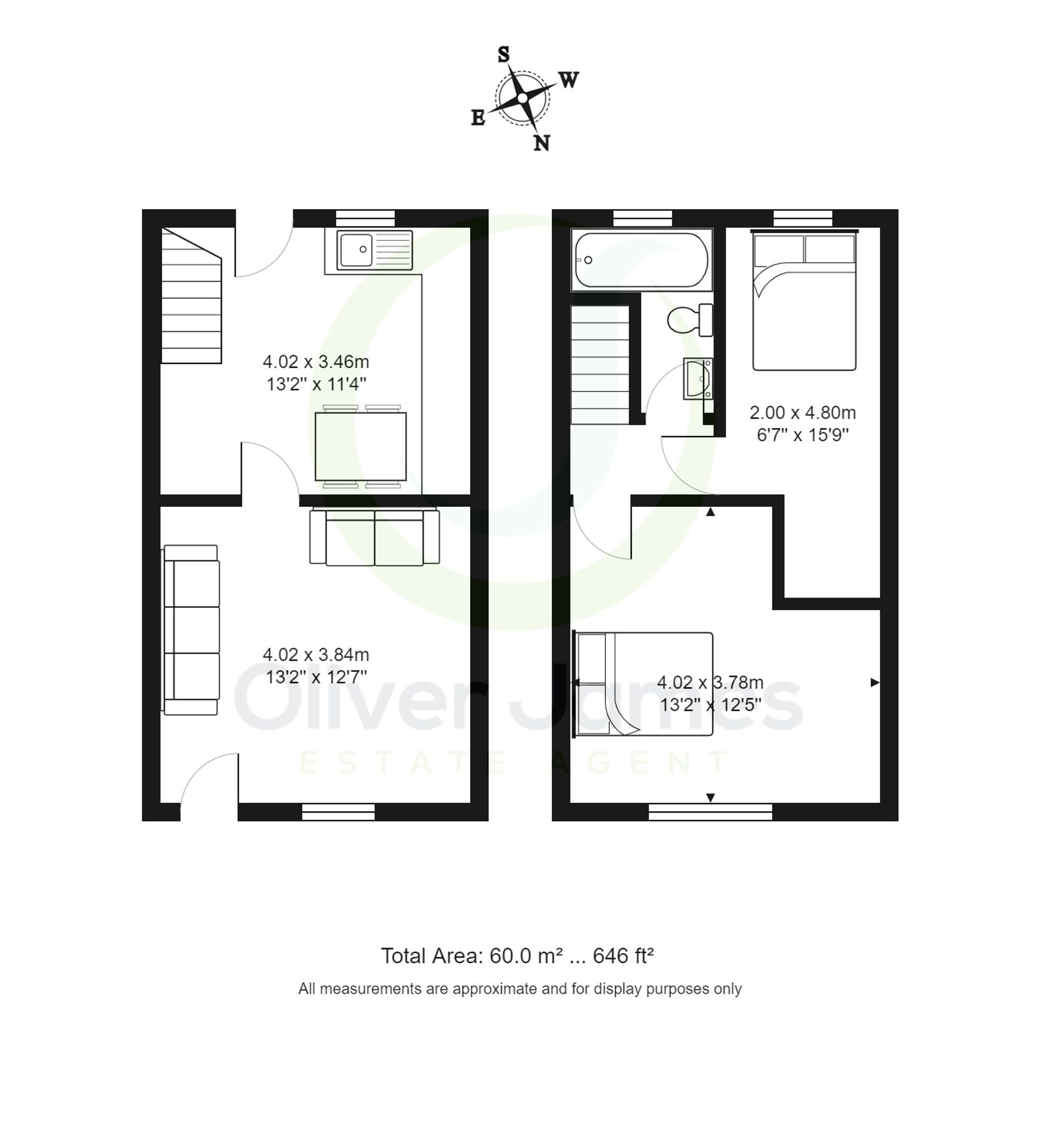 2 bed terraced house for sale in Dean Road, Manchester - Property floorplan