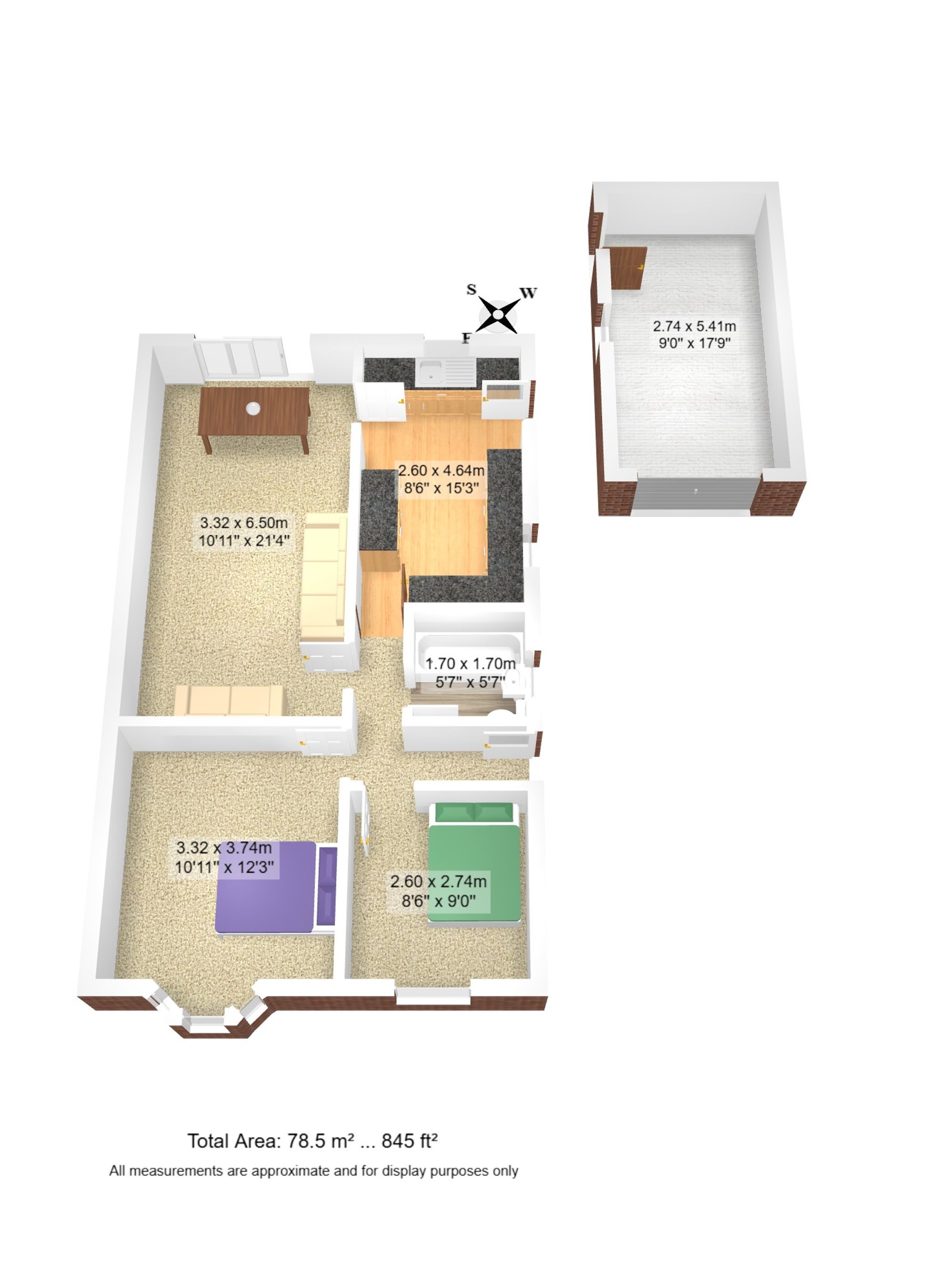 2 bed semi-detached bungalow for sale in Woodlands Avenue, Manchester - Property floorplan