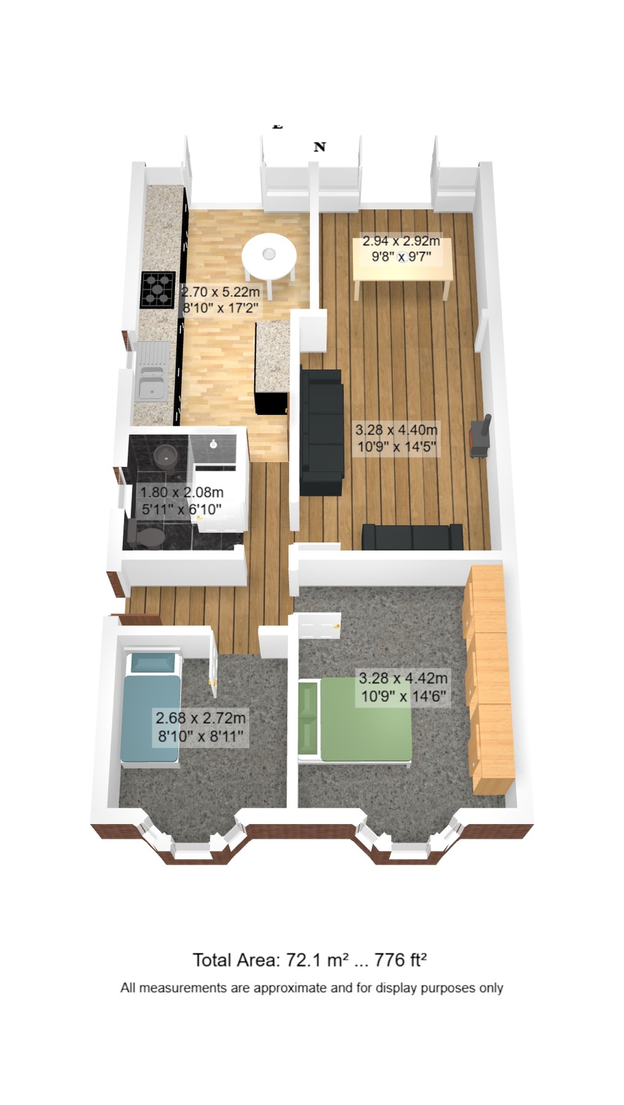 2 bed semi-detached bungalow for sale in School Lane, Manchester - Property floorplan