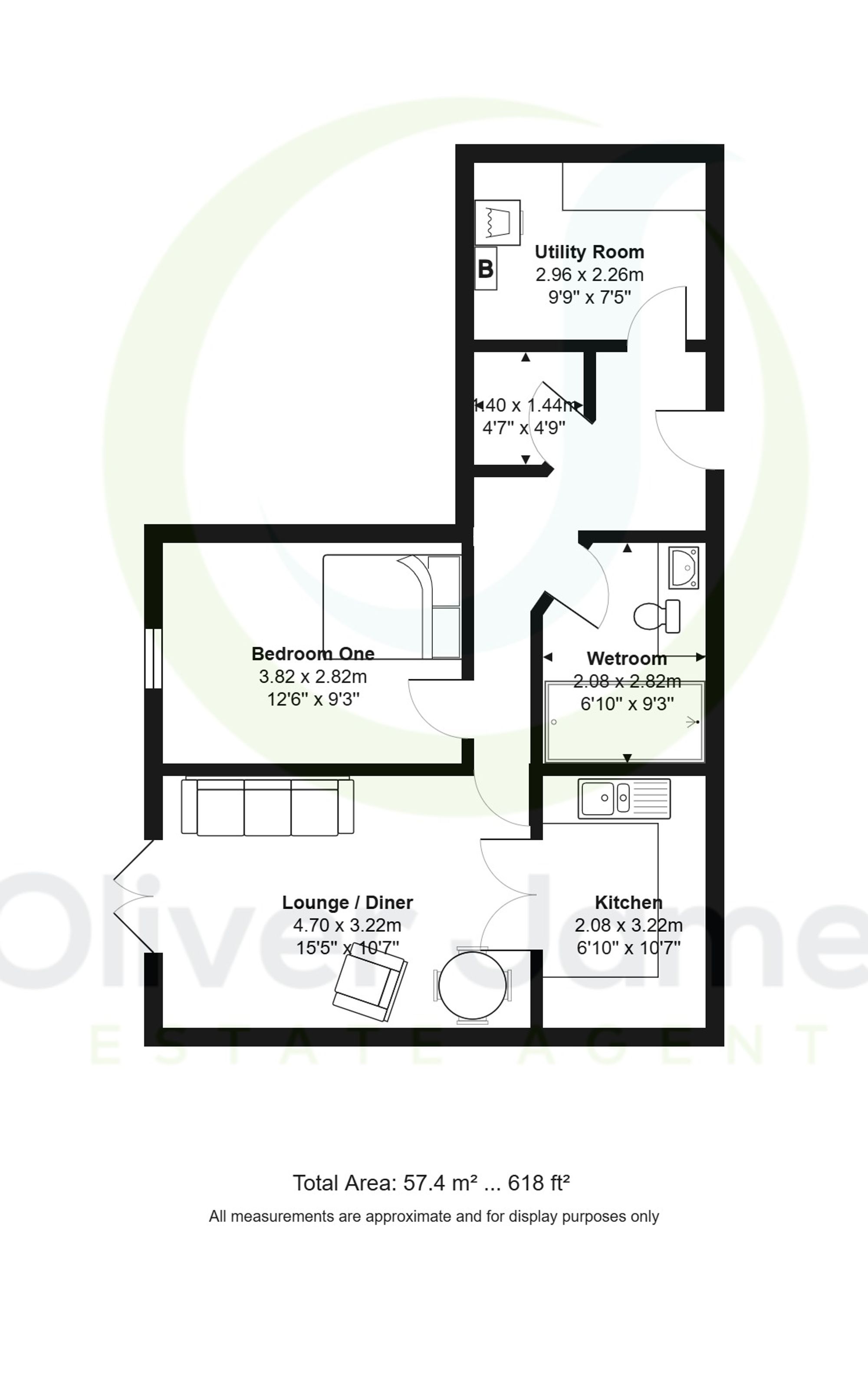 1 bed apartment for sale in Moorside Road, Manchester - Property floorplan