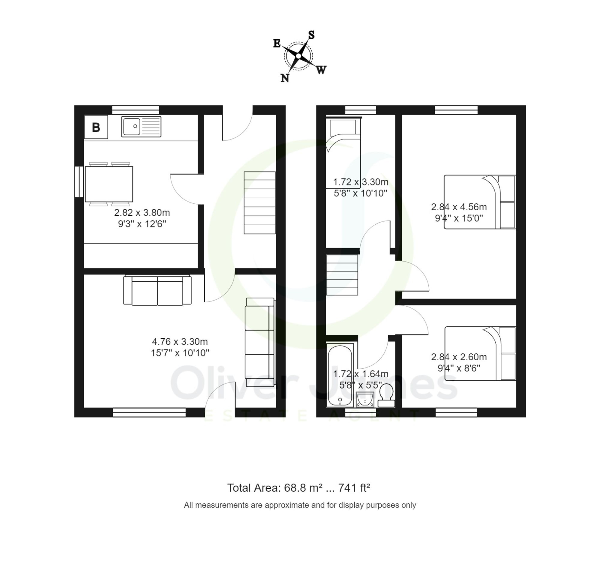 3 bed mid-terraced house for sale in Linnet Drive, Manchester - Property floorplan