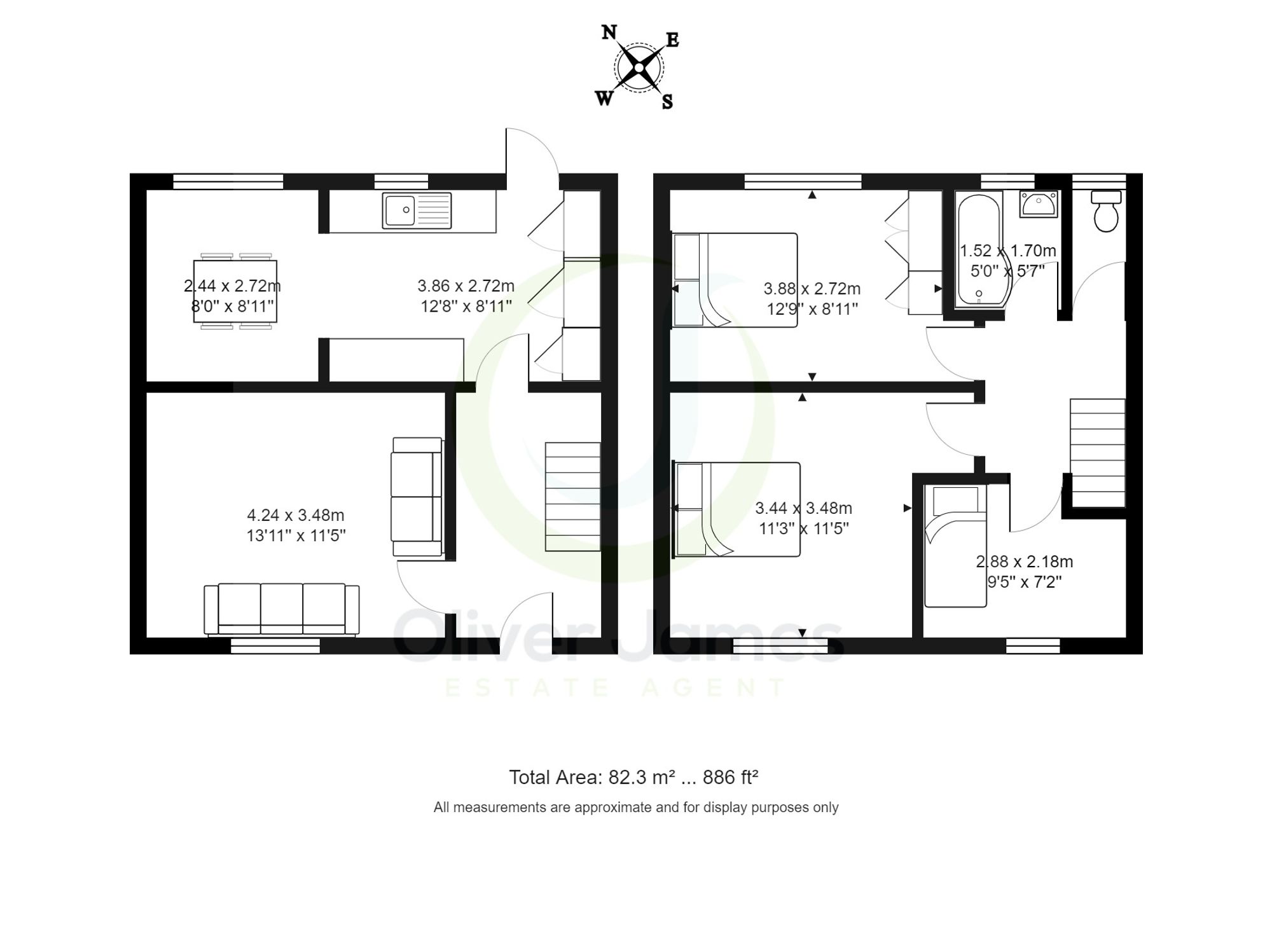 3 bed house for sale in Durham Grove, Manchester - Property floorplan