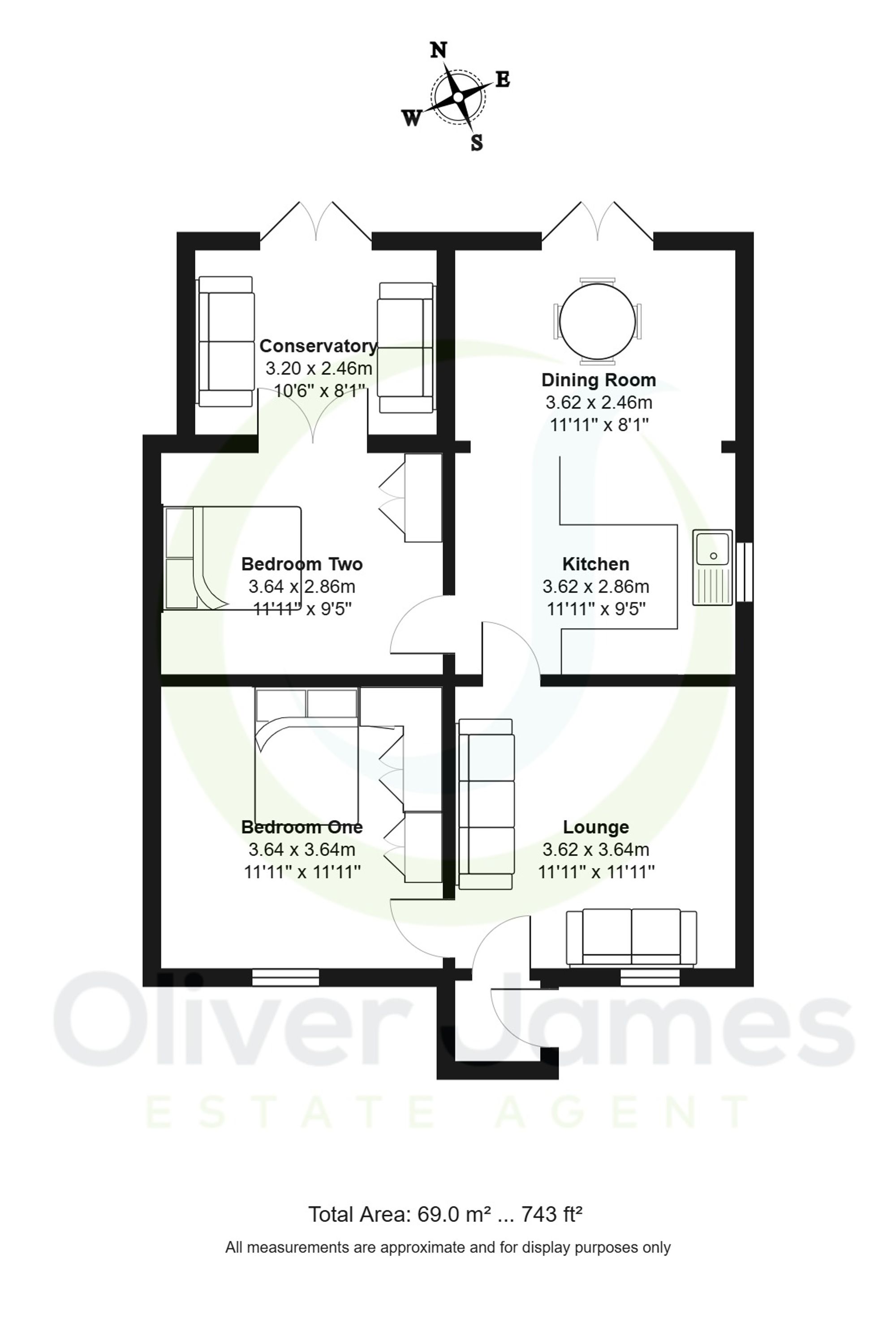 2 bed detached bungalow for sale in Allotment Road, Cadishead, M44 - Property floorplan